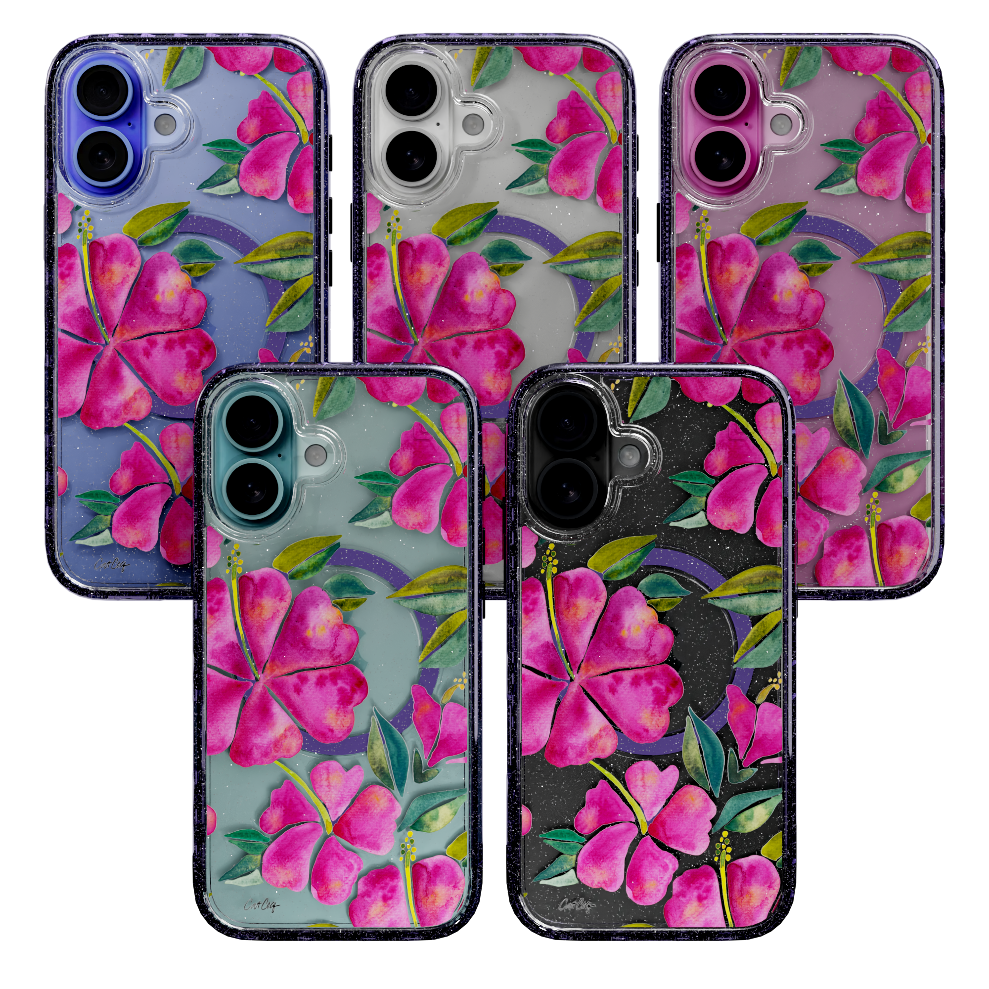 Hibiscus Bloom by CatCoq | iPhone 16 Series | MagSafe® Case iPhone 16 Pro Max / Lilac Purple Sparkle