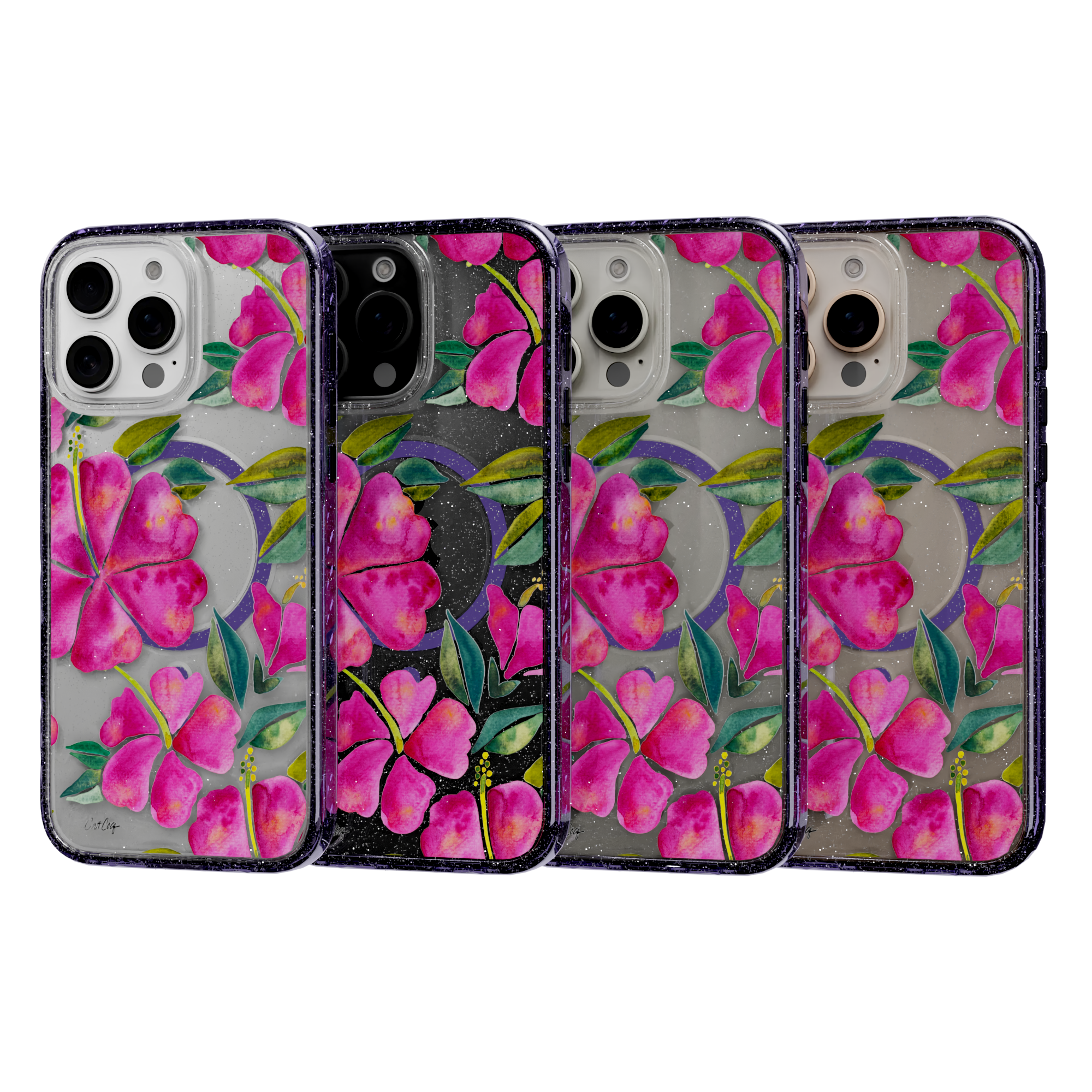 Hibiscus Bloom by CatCoq | iPhone 16 Series | MagSafe® Case iPhone 16 Pro Max / Lilac Purple Sparkle
