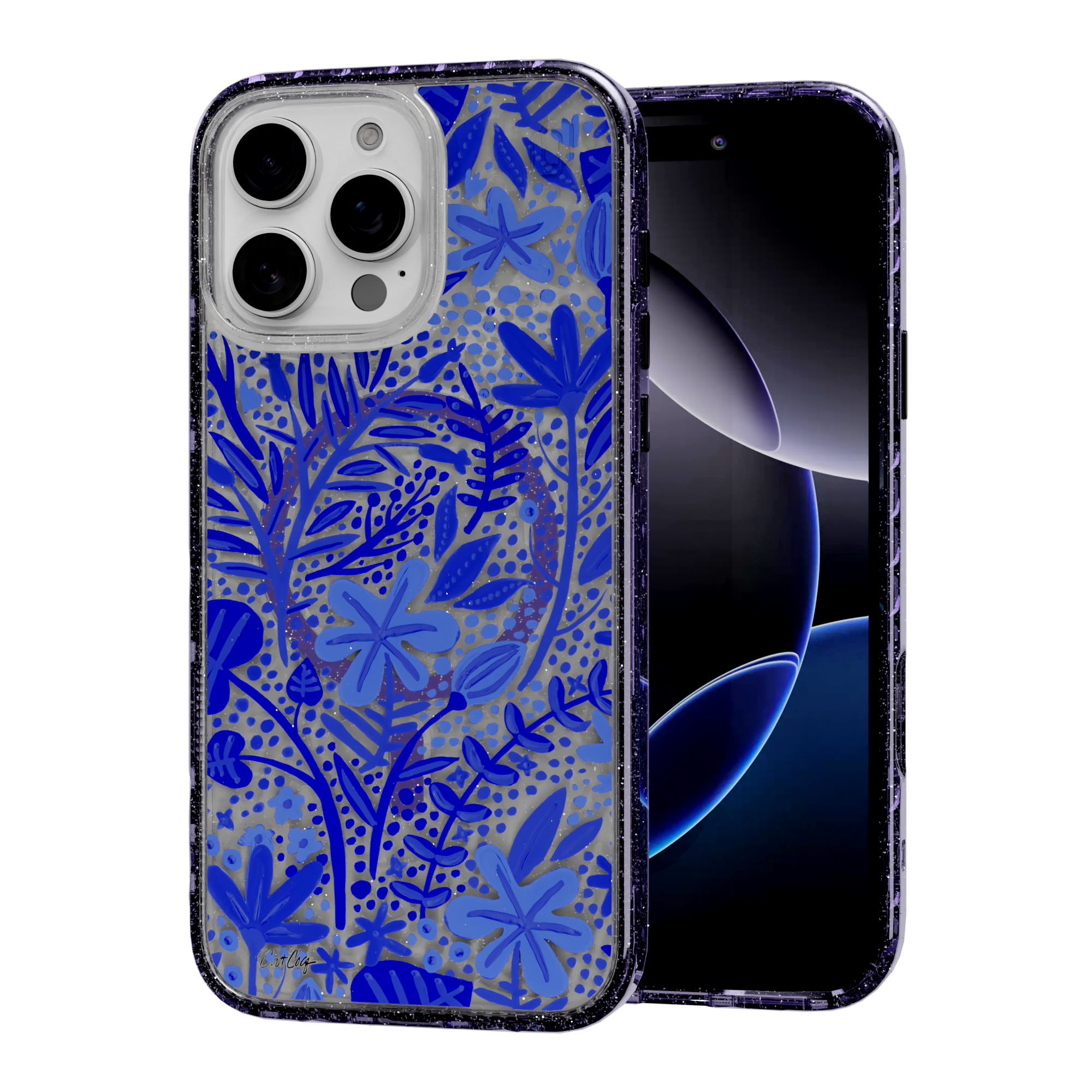 Garden Navy by CatCoq | iPhone 16 Series | MagSafe® Case iPhone 16 Pro Max / Lilac Purple Sparkle