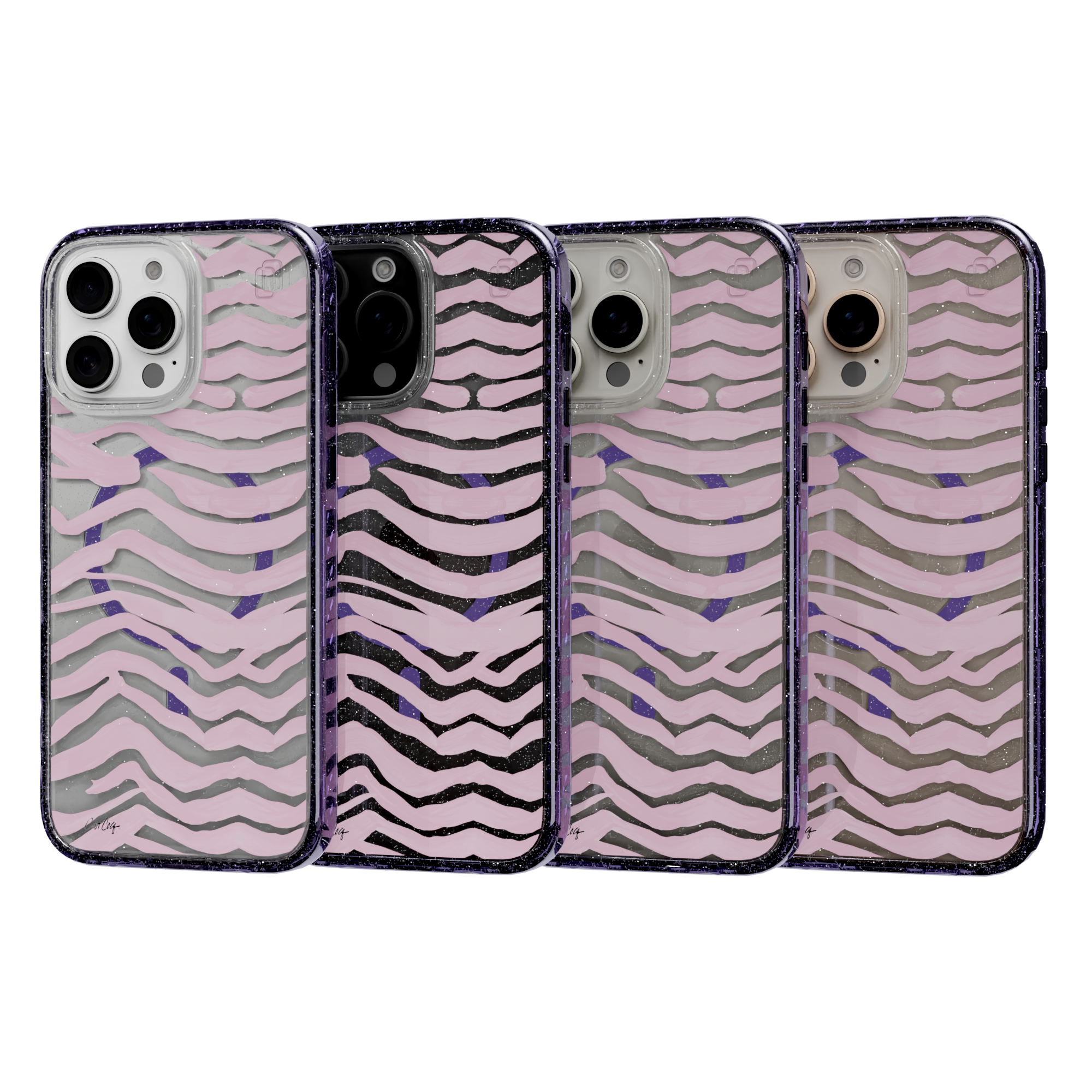 Zebra Blush by CatCoq | iPhone 16 Series | MagSafe® Case iPhone 16 Pro Max / Lilac Purple Sparkle
