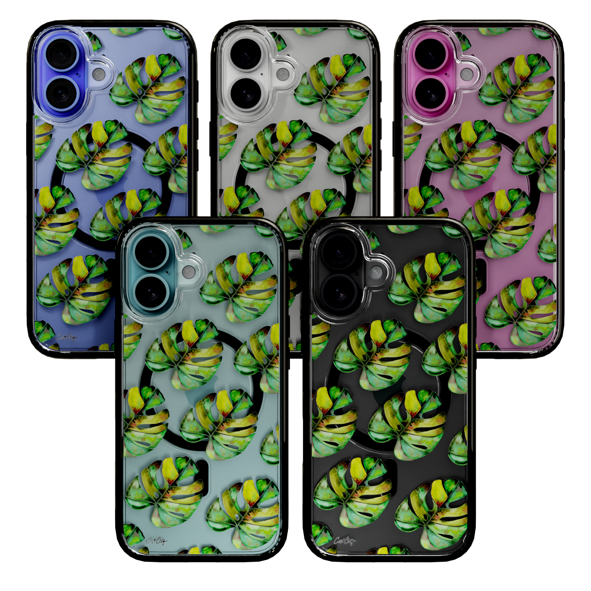 Green Monstera by CatCoq | iPhone 16 Series |  MagSafe® Case iPhone 16 Pro Max / Onyx Black