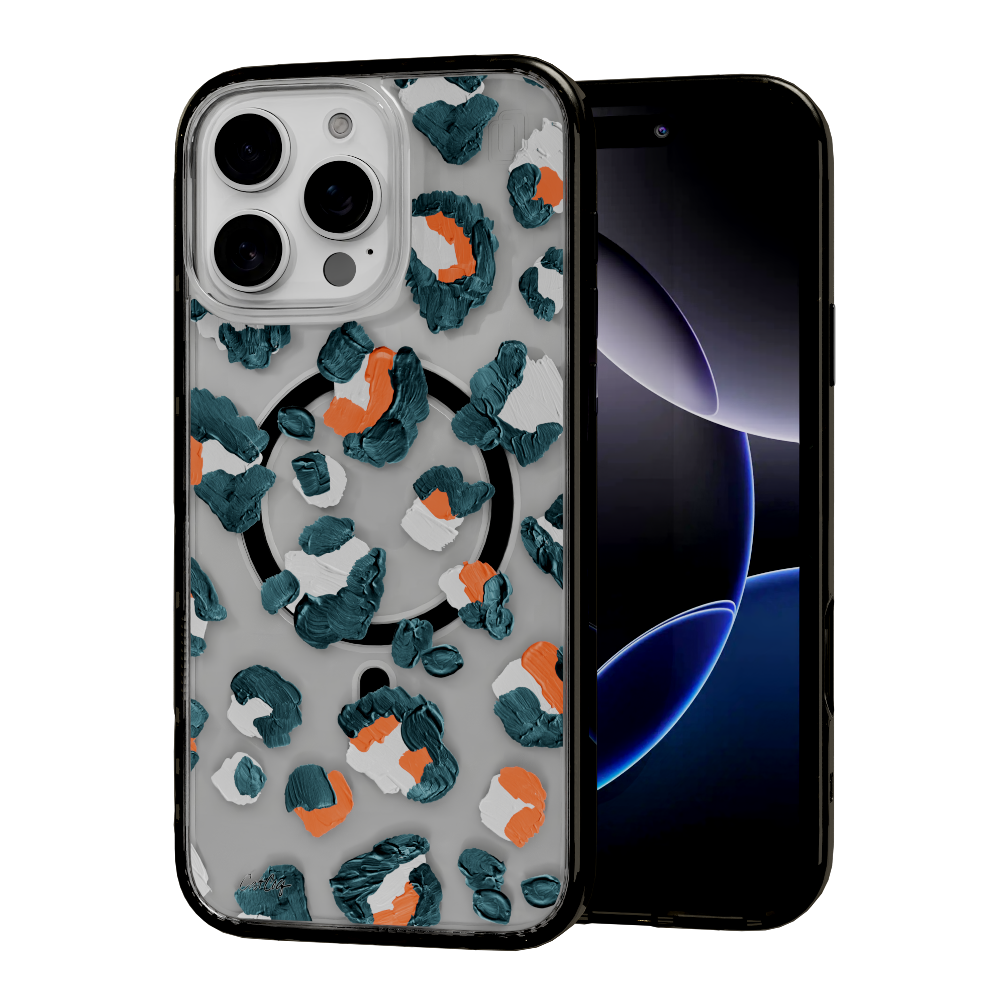 Leopard Turquoise by CatCoq | iPhone 16 Series | MagSafe® Case iPhone 16 Pro Max / Onyx Black