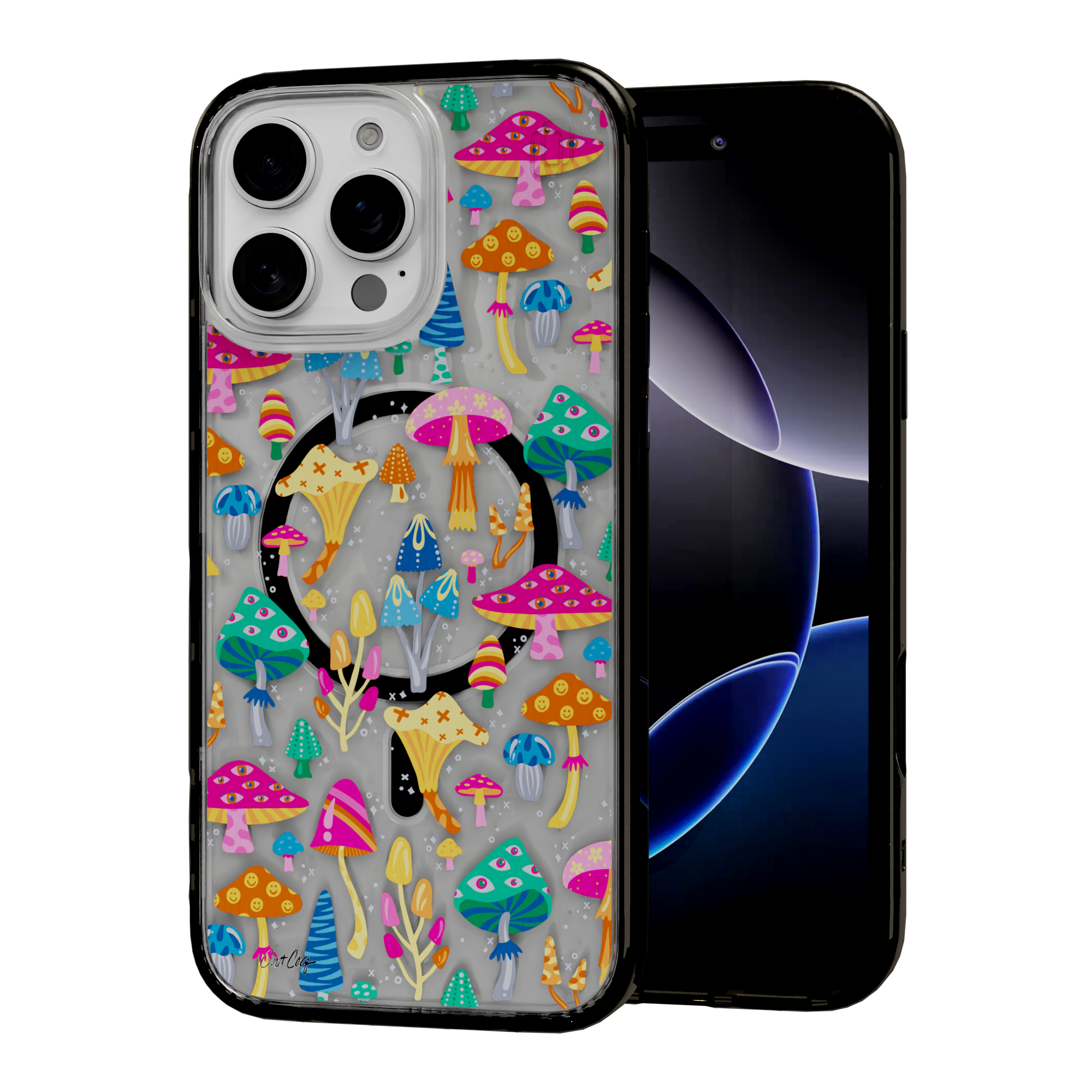 Mystic Mushrooms by CatCoq | iPhone 16 Series |  MagSafe® Case iPhone 16 Pro Max / Onyx Black