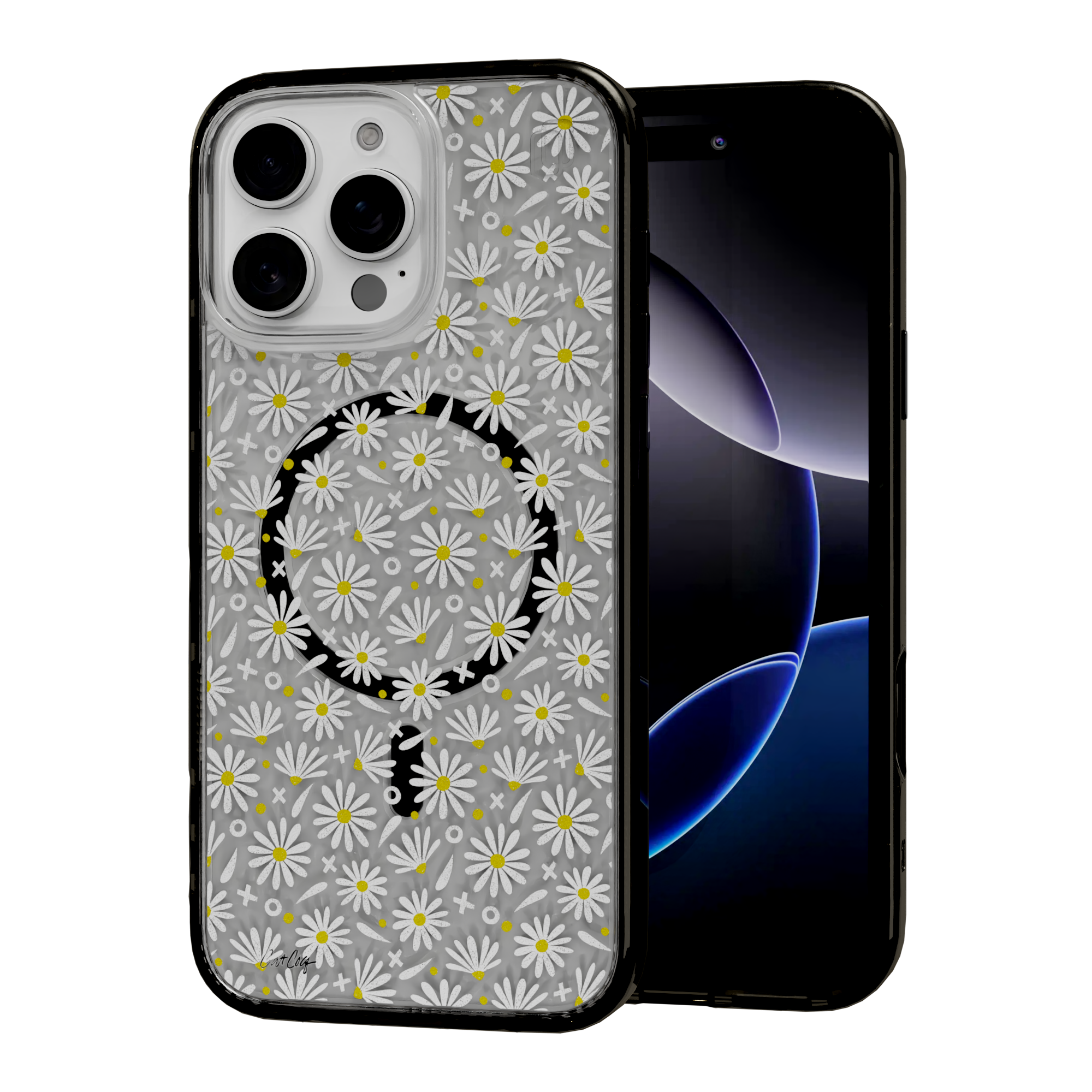 White Daisies by CatCoq | iPhone 16 Series |  MagSafe® Case iPhone 16 Pro Max / Onyx Black