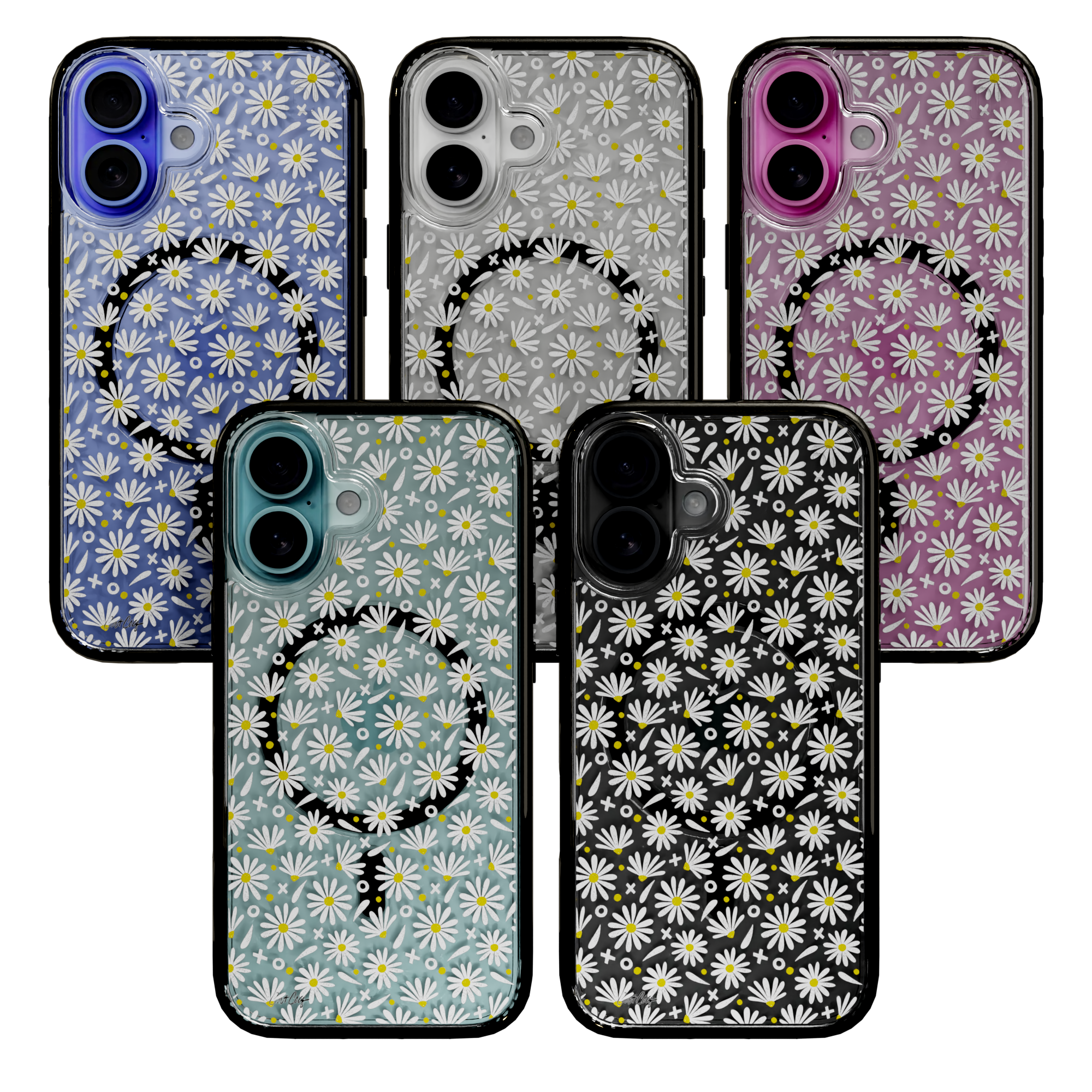 White Daisies by CatCoq | iPhone 16 Series |  MagSafe® Case iPhone 16 Pro Max / Onyx Black