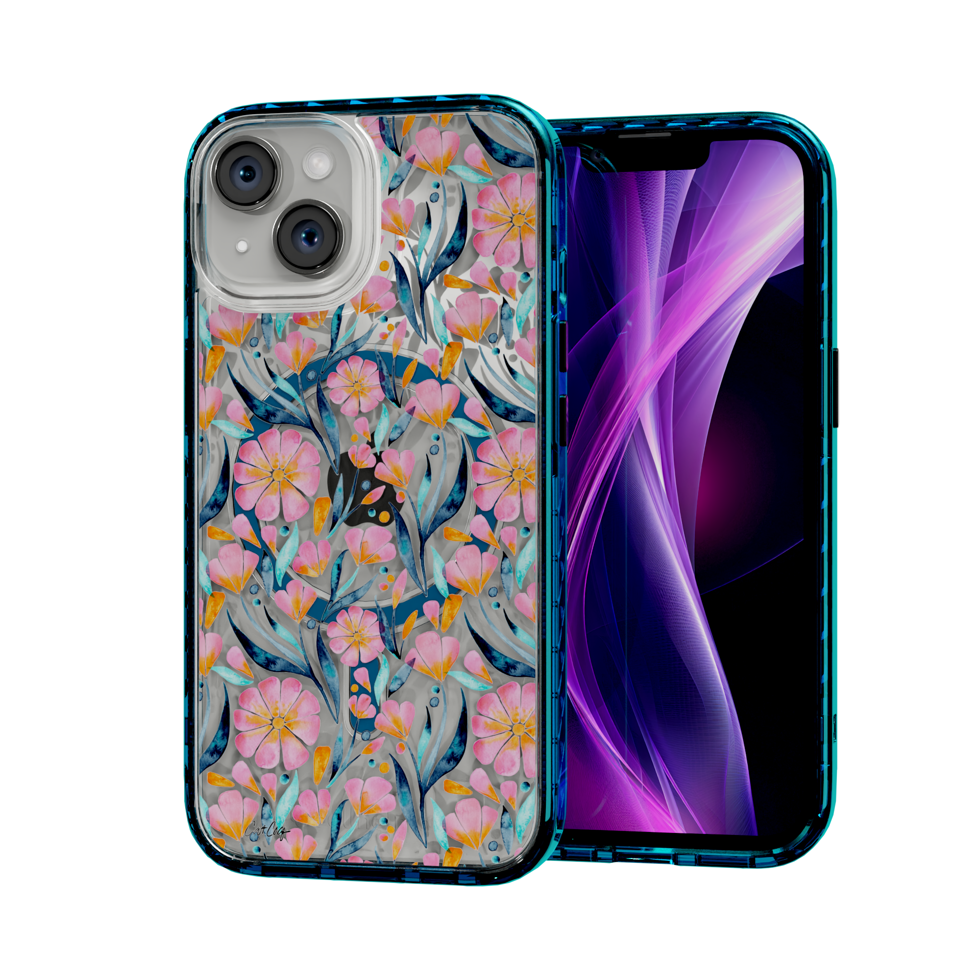 Sweet Florals by CatCoq | iPhone 14 Series | MagSafe® Case iPhone 14 / Deep Sea Blue