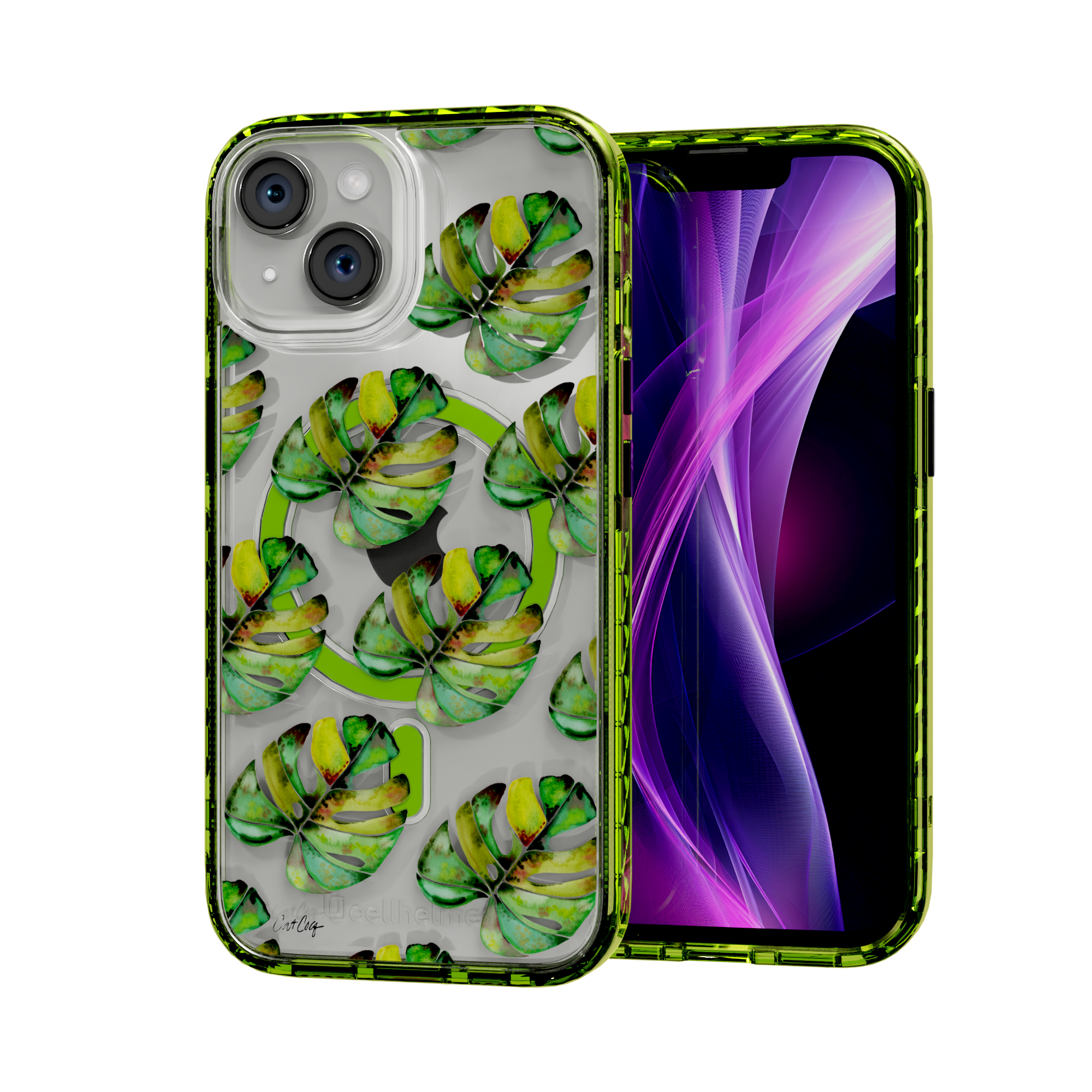 Green Monstera by CatCoq | iPhone 14 Series | MagSafe® Case iPhone 14 / Electric Lime