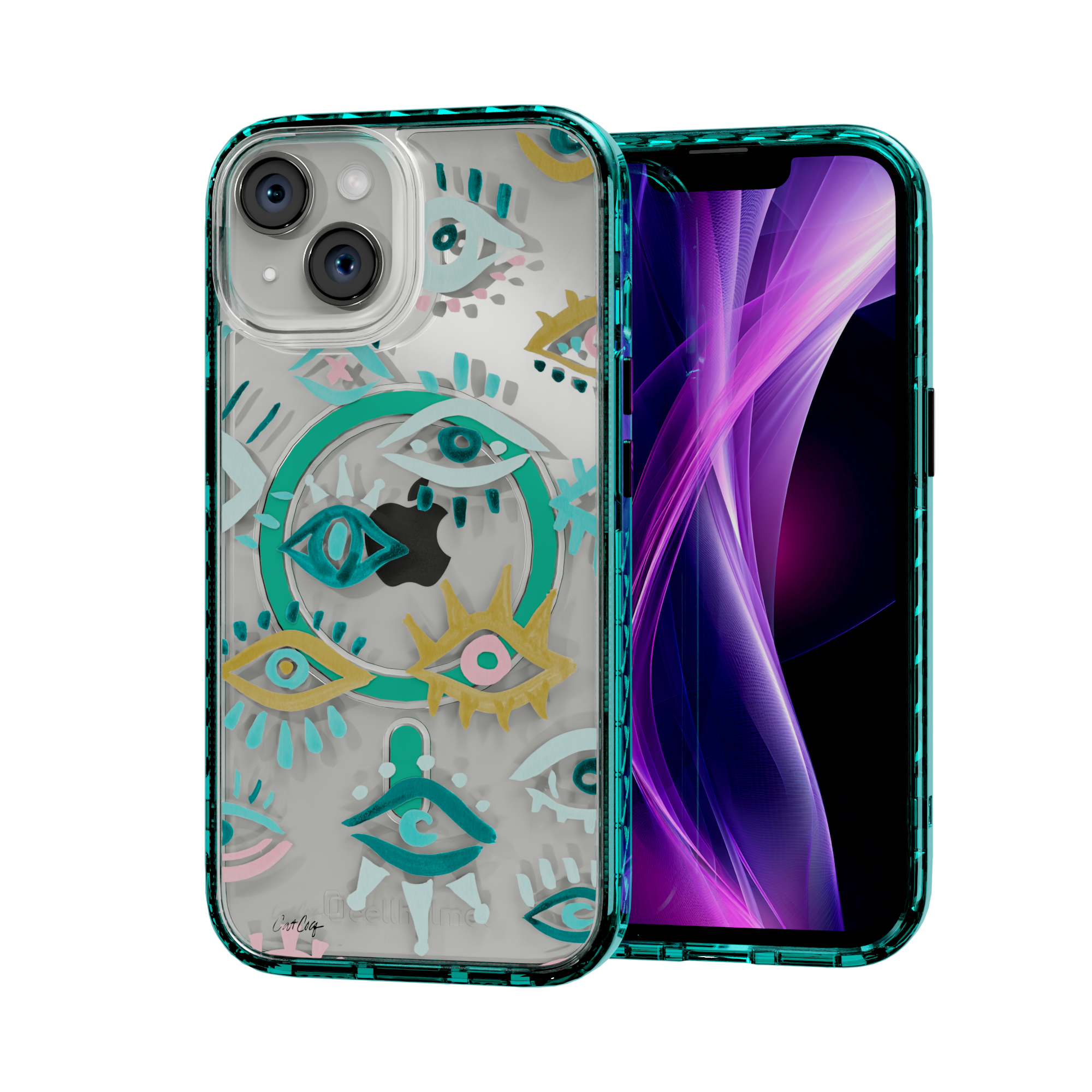 Mystic Eyes by CatCoq | iPhone 14 Series | MagSafe® Case iPhone 14 / Seafoam Green