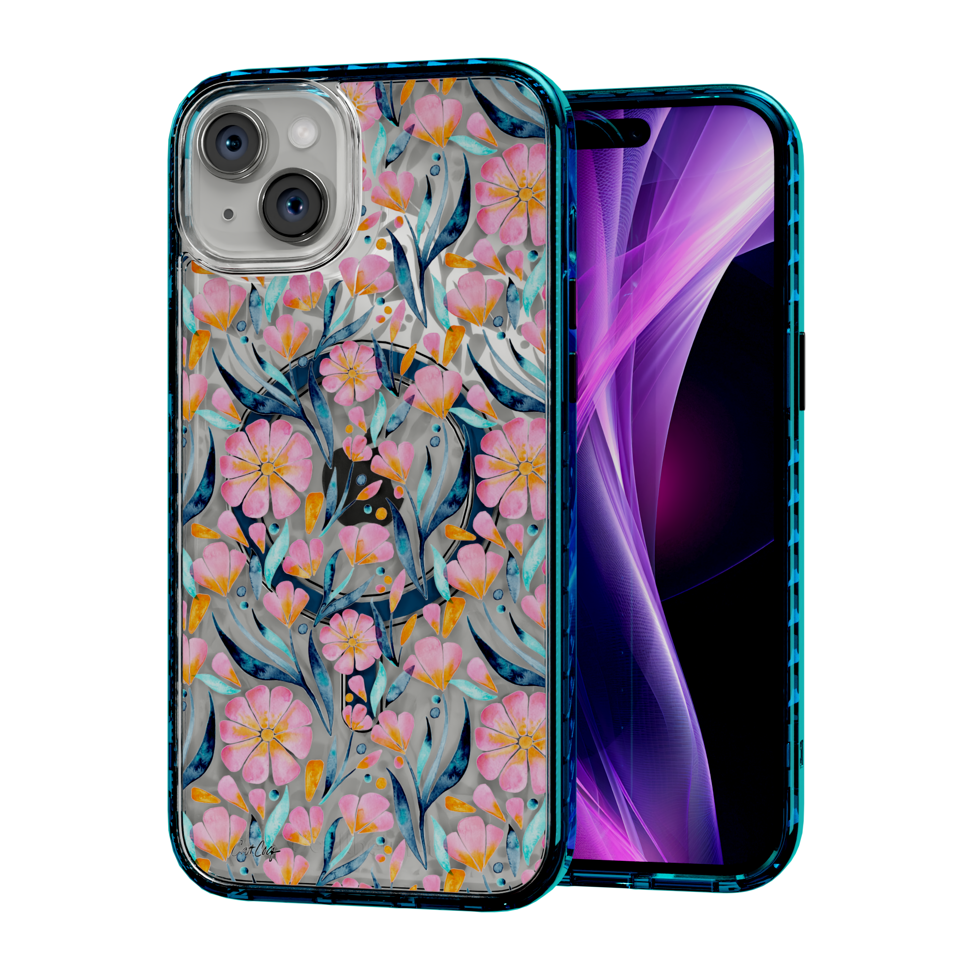 Sweet Florals by CatCoq | iPhone 14 Series | MagSafe® Case iPhone 14 Plus / Deep Sea Blue