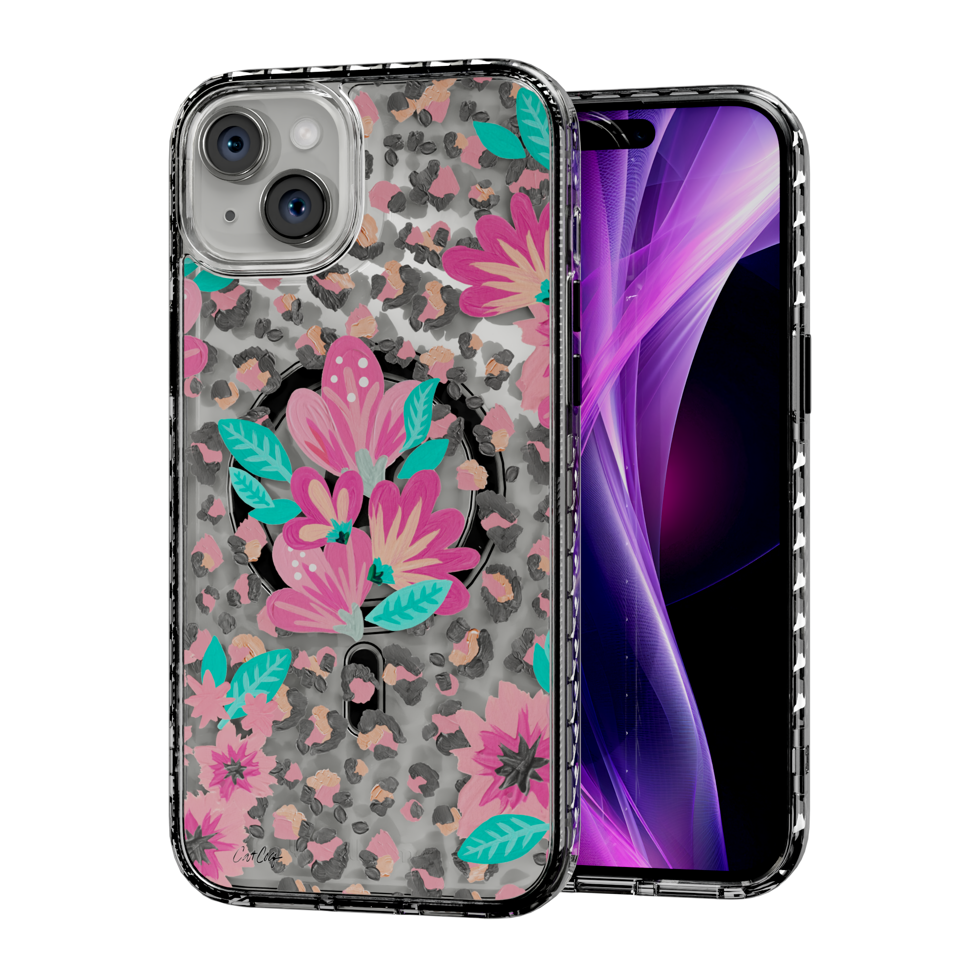 Floral Leopard by CatCoq | iPhone 14 Series | MagSafe® Case iPhone 14 Plus / Crystal Clear