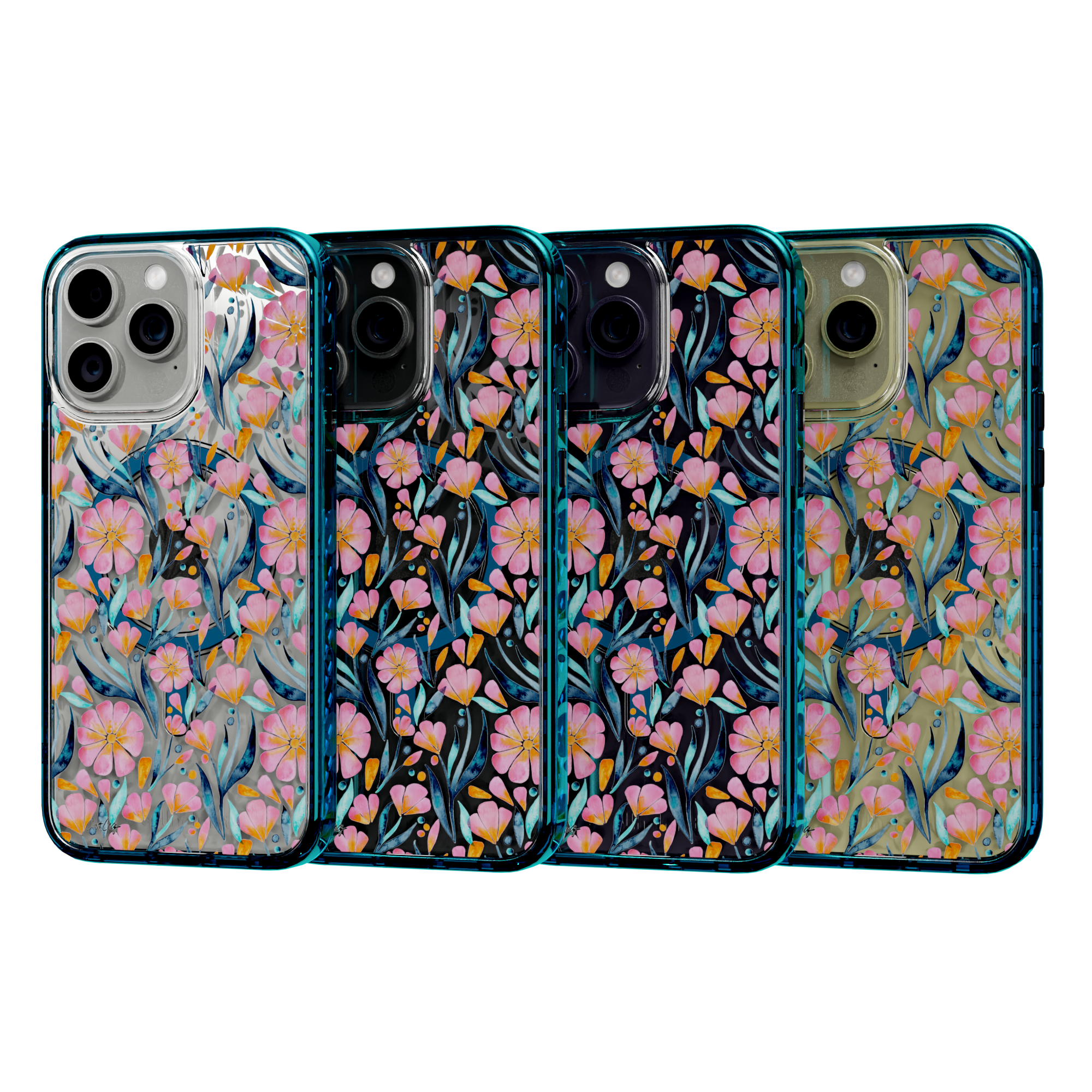 Sweet Florals by CatCoq | iPhone 14 Series | MagSafe® Case iPhone 14 Pro Max / Deep Sea Blue