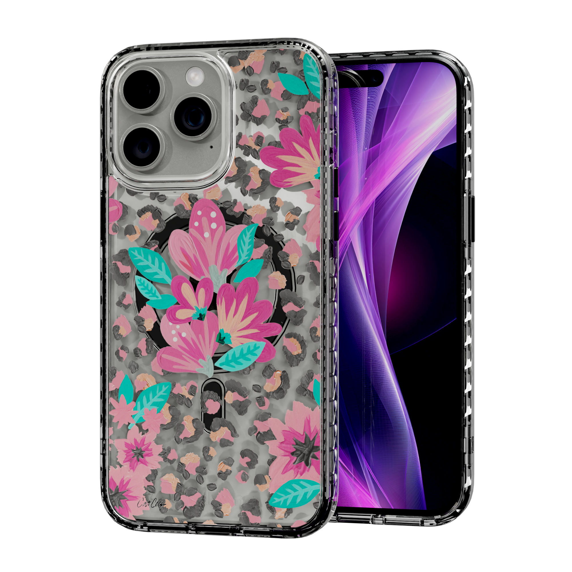Floral Leopard by CatCoq | iPhone 14 Series | MagSafe® Case iPhone 14 Pro Max / Crystal Clear