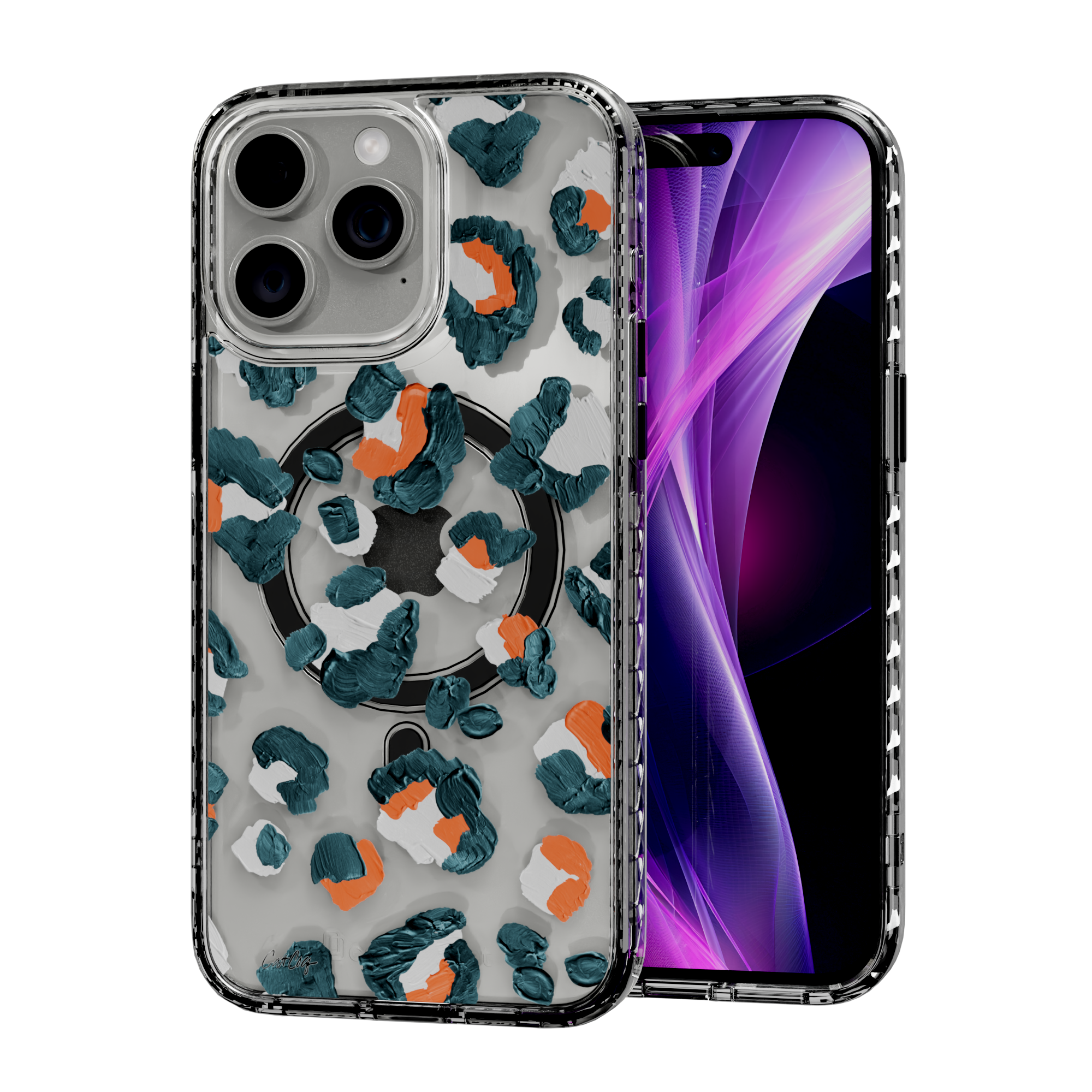 Leopard Turquoise by CatCoq | iPhone 14 Series |  MagSafe® Case iPhone 14 Pro Max / Crystal Clear
