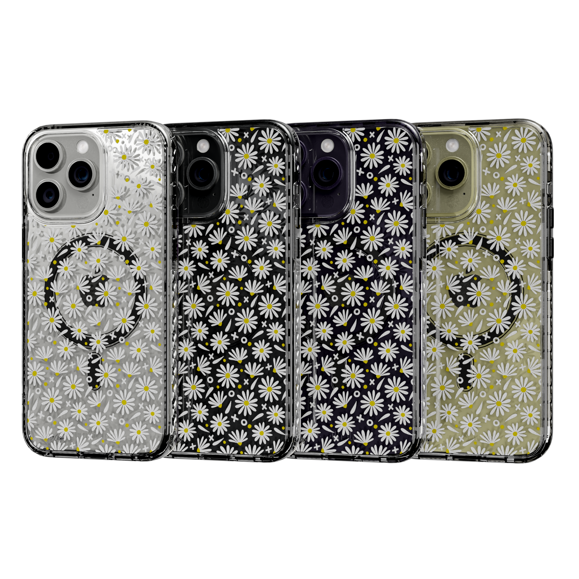 White Daisies by CatCoq | iPhone 14 Series | MagSafe® Case iPhone 14 Pro Max / Crystal Clear