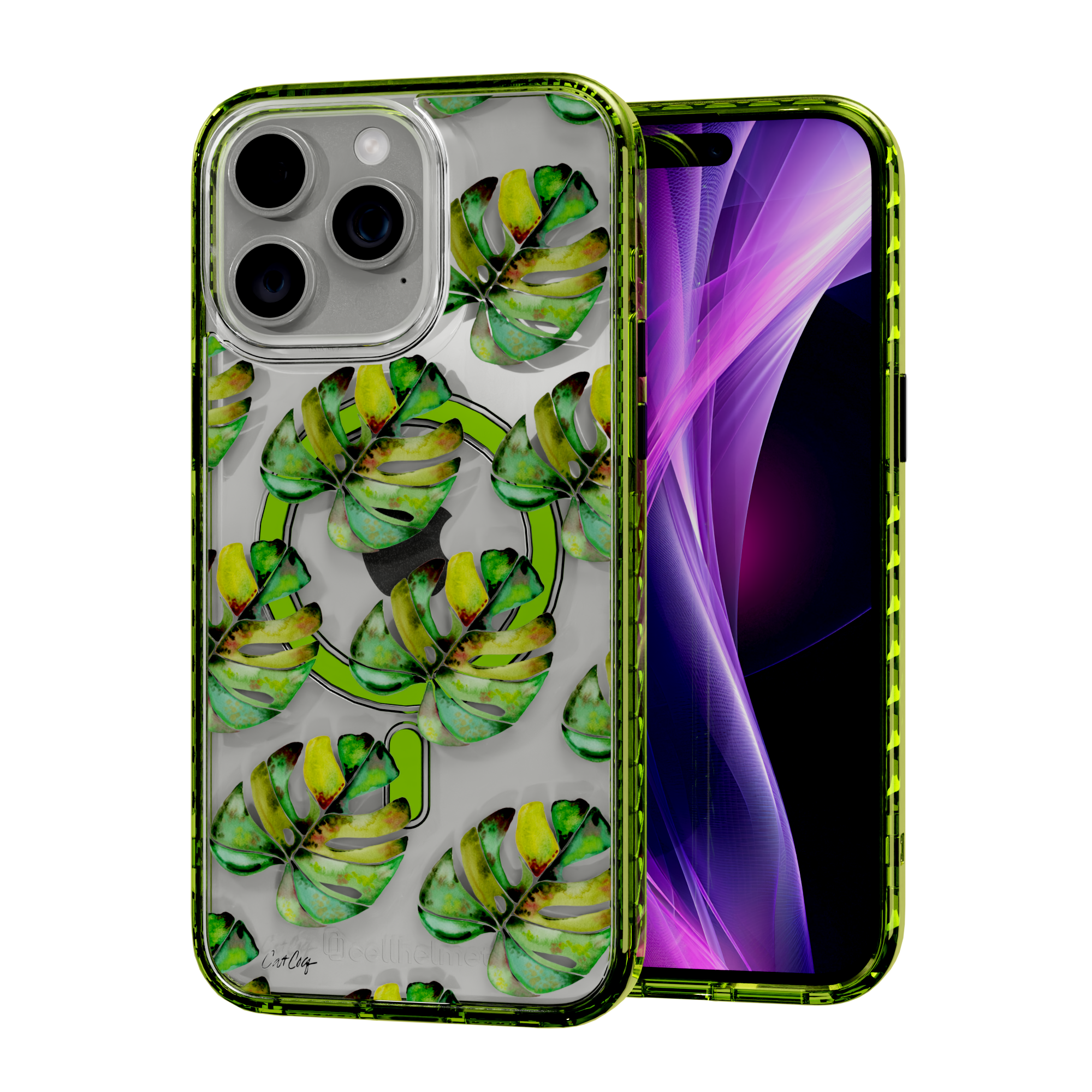 Green Monstera by CatCoq | iPhone 14 Series | MagSafe® Case iPhone 14 Pro Max / Electric Lime