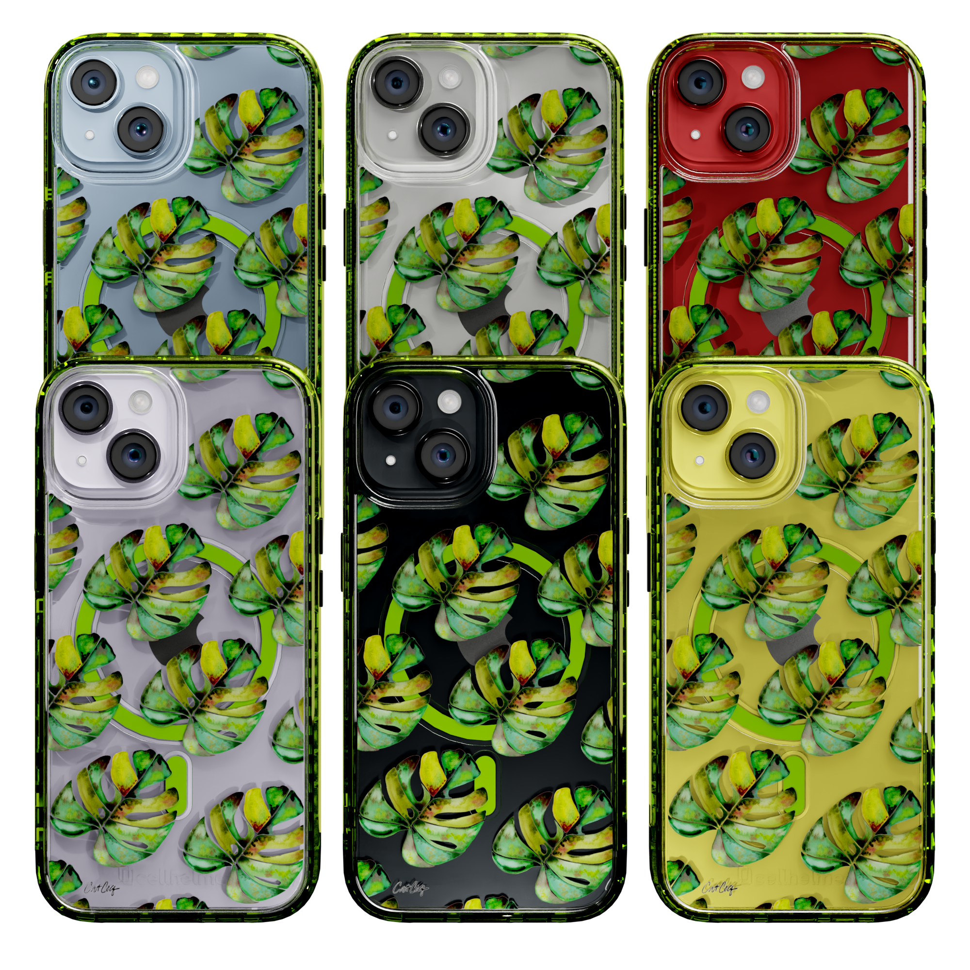 Green Monstera by CatCoq | iPhone 14 Series | MagSafe® Case iPhone 14 Pro Max / Electric Lime