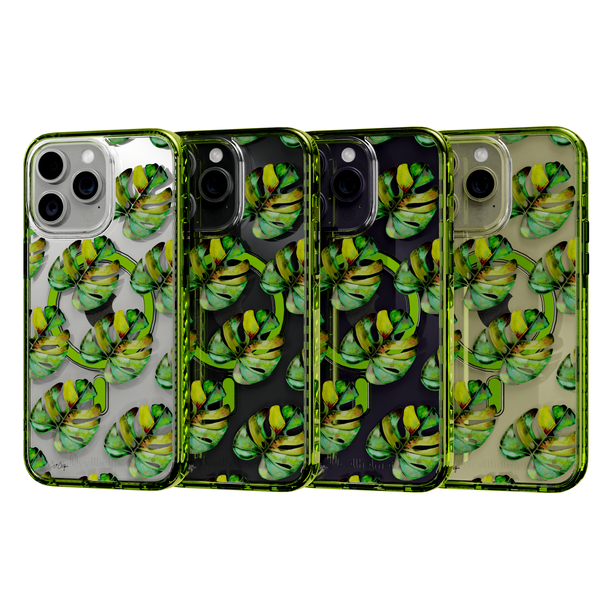 Green Monstera by CatCoq | iPhone 14 Series | MagSafe® Case iPhone 14 Pro Max / Electric Lime