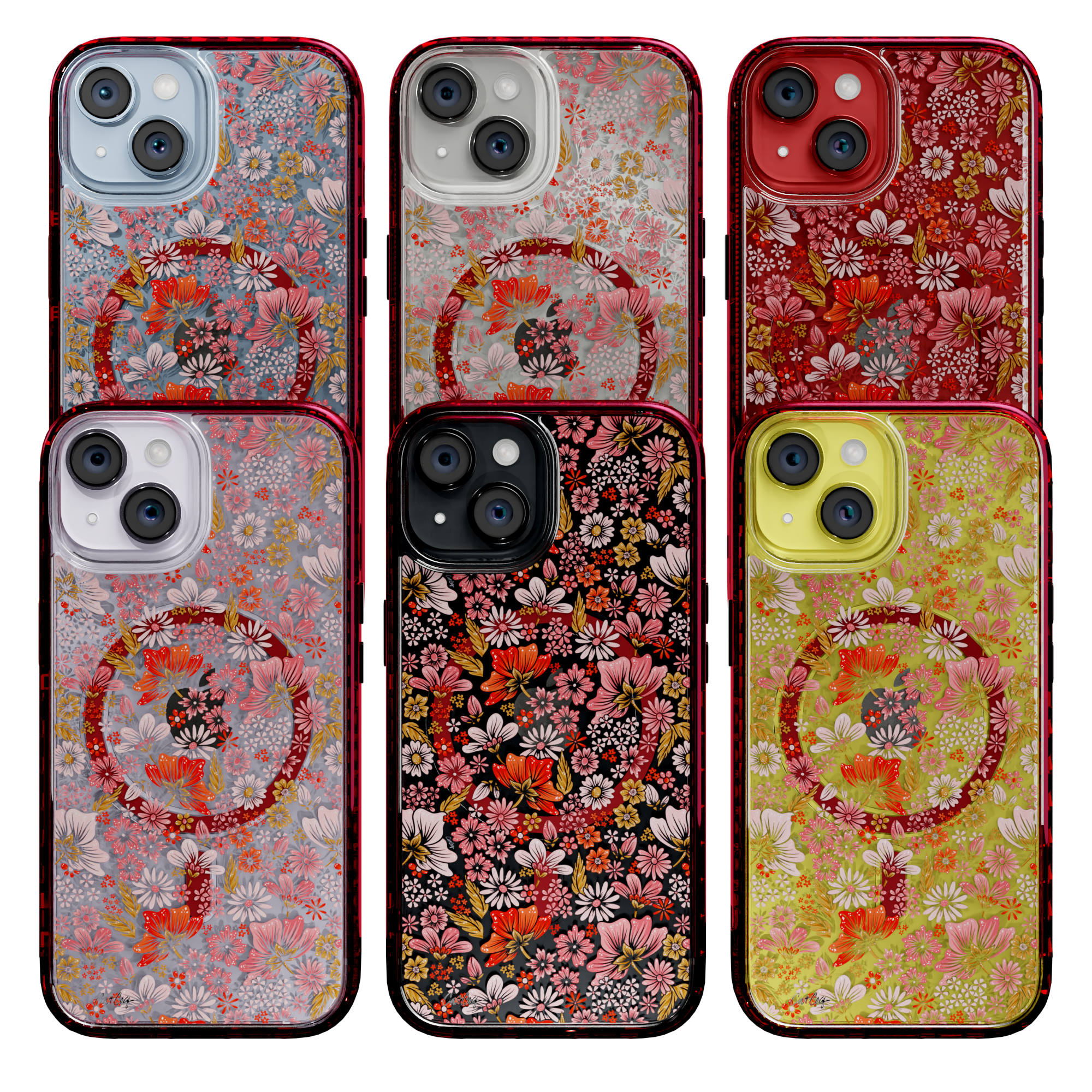 Retro Flower by CatCoq | iPhone 14 Series | MagSafe® Case iPhone 14 Pro Max / Turbo Red