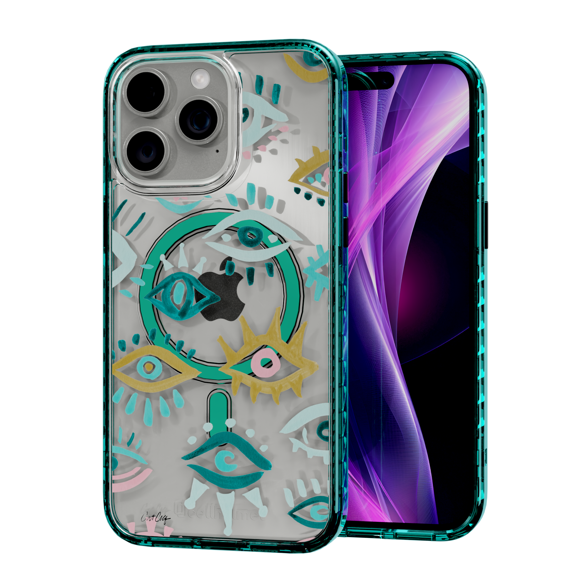 Mystic Eyes by CatCoq | iPhone 14 Series | MagSafe® Case iPhone 14 Pro Max / Seafoam Green