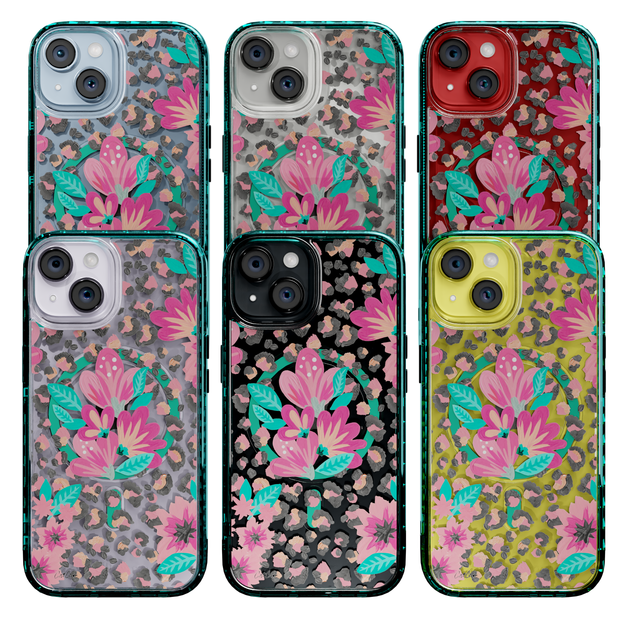Floral Leopard by CatCoq | iPhone 14 Series | MagSafe® Case iPhone 14 Pro Max / Seafoam Green
