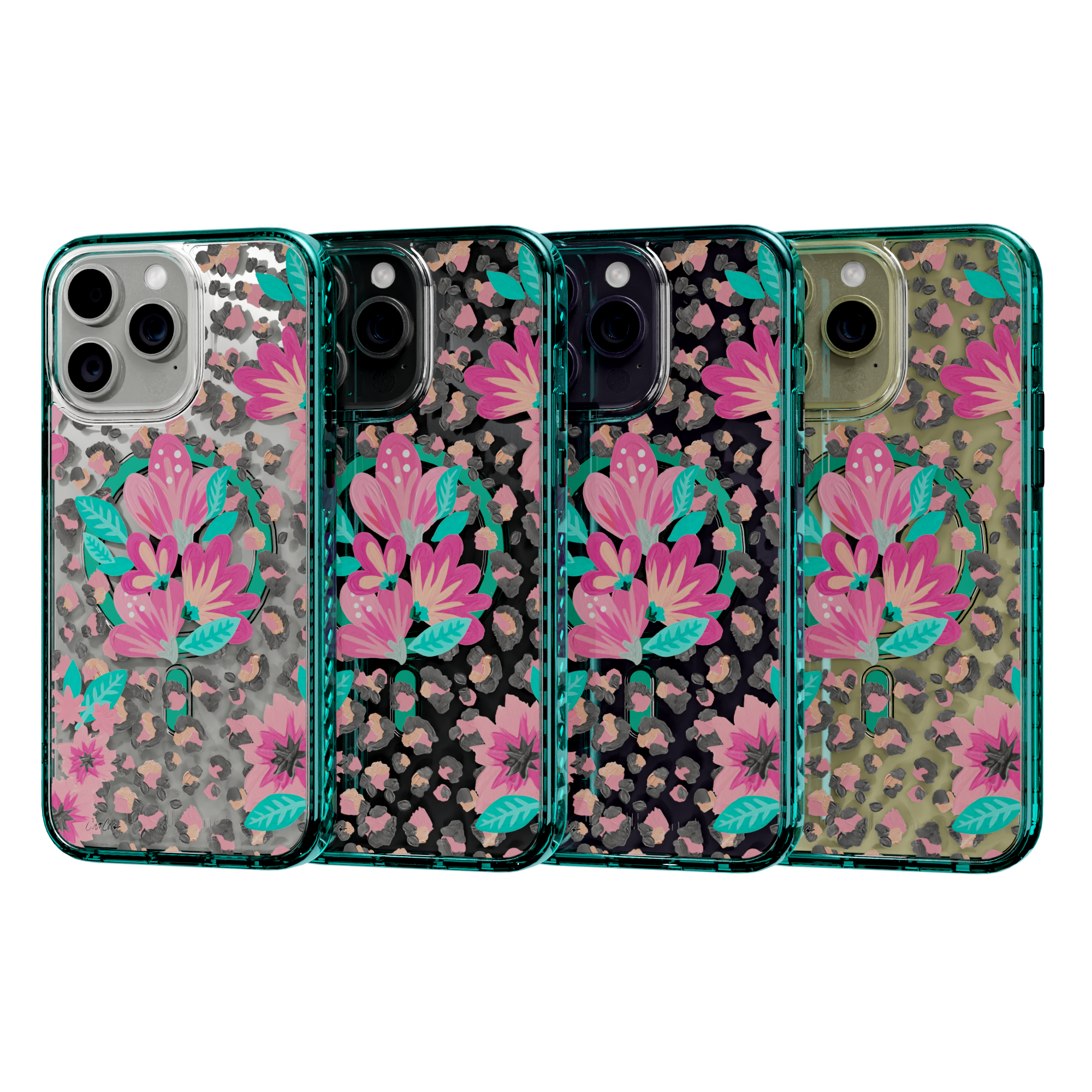 Floral Leopard by CatCoq | iPhone 14 Series | MagSafe® Case iPhone 14 Pro Max / Seafoam Green