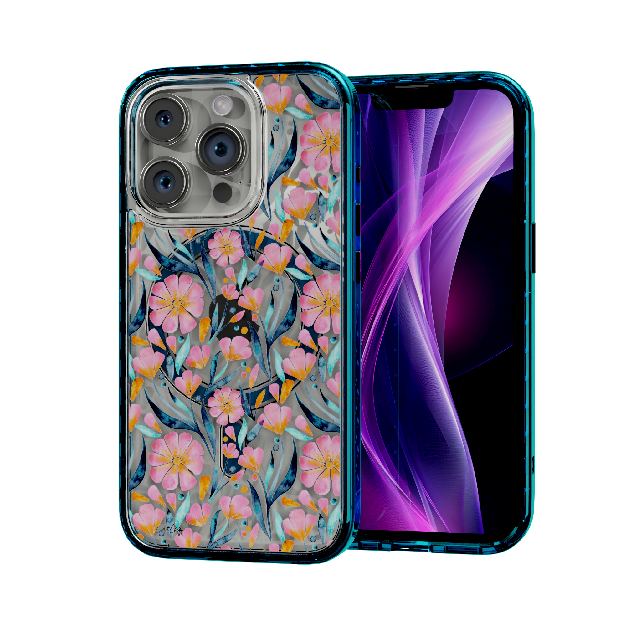 Sweet Florals by CatCoq | iPhone 14 Series | MagSafe® Case iPhone 14 Pro / Deep Sea Blue