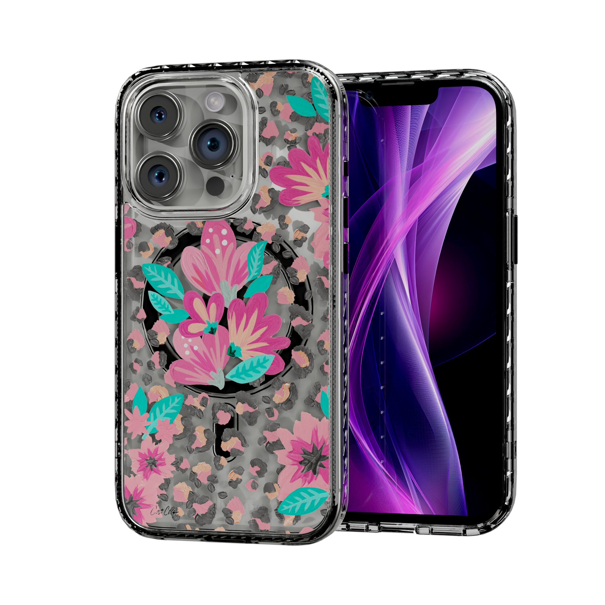 Floral Leopard by CatCoq | iPhone 14 Series | MagSafe® Case iPhone 14 Pro / Crystal Clear