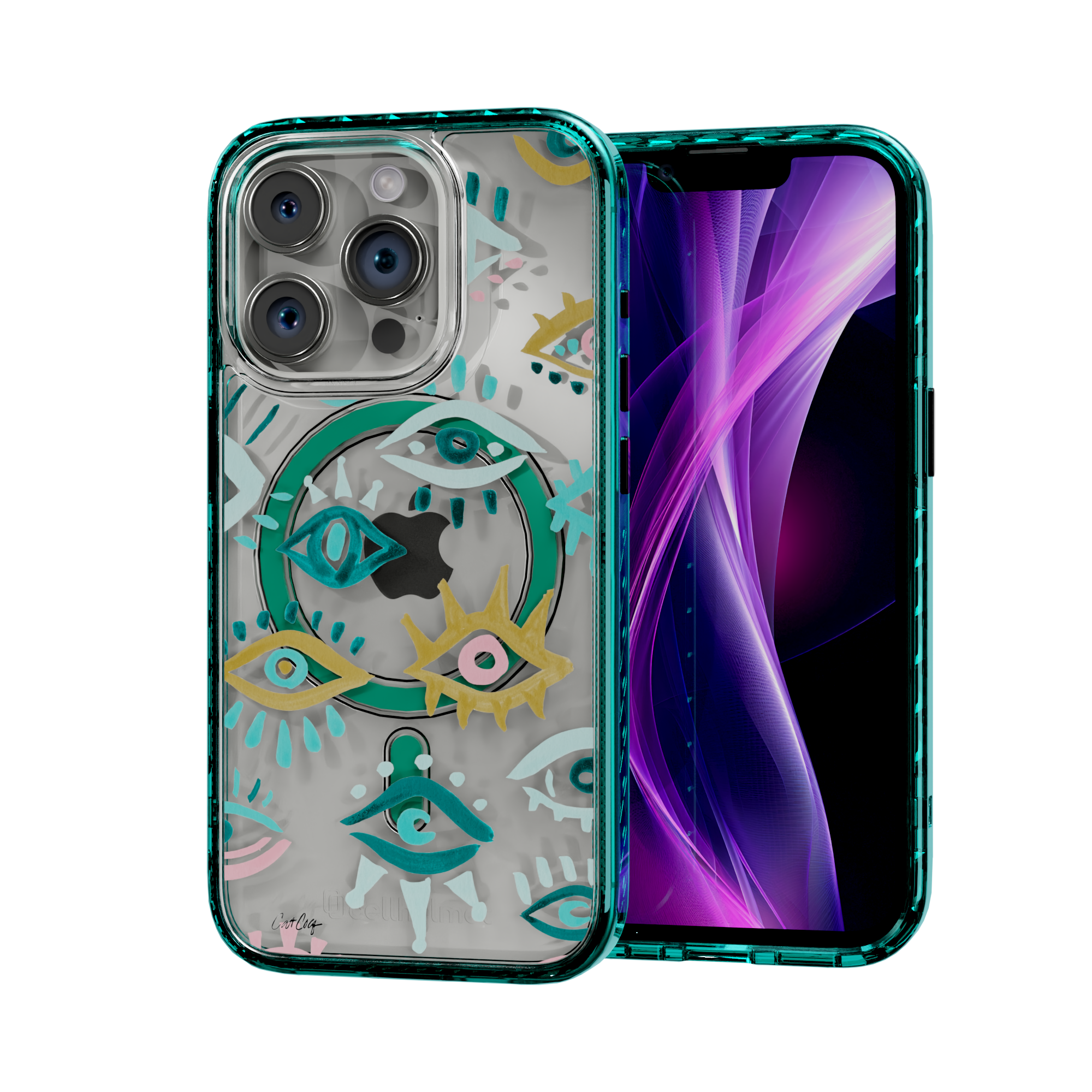Mystic Eyes by CatCoq | iPhone 14 Series | MagSafe® Case iPhone 14 Pro / Seafoam Green