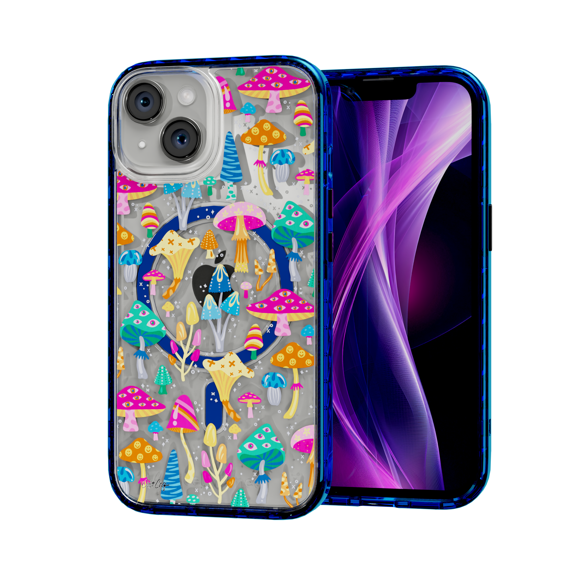 Mystic Mushrooms by CatCoq | iPhone 15 Series | MagSafe® Case iPhone 15 / Bermuda Blue