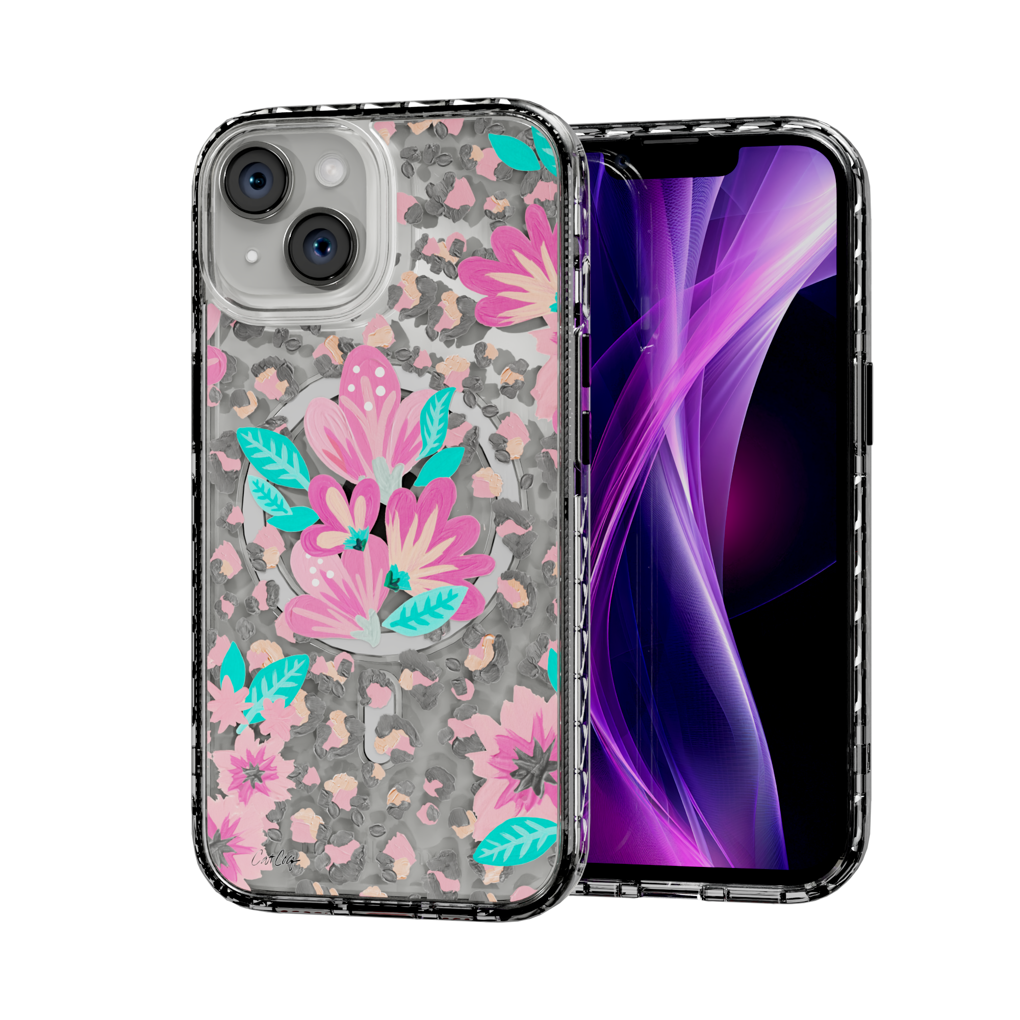 Floral Leopard by CatCoq | iPhone 15 Series | MagSafe® Case iPhone 15 / Crystal Clear
