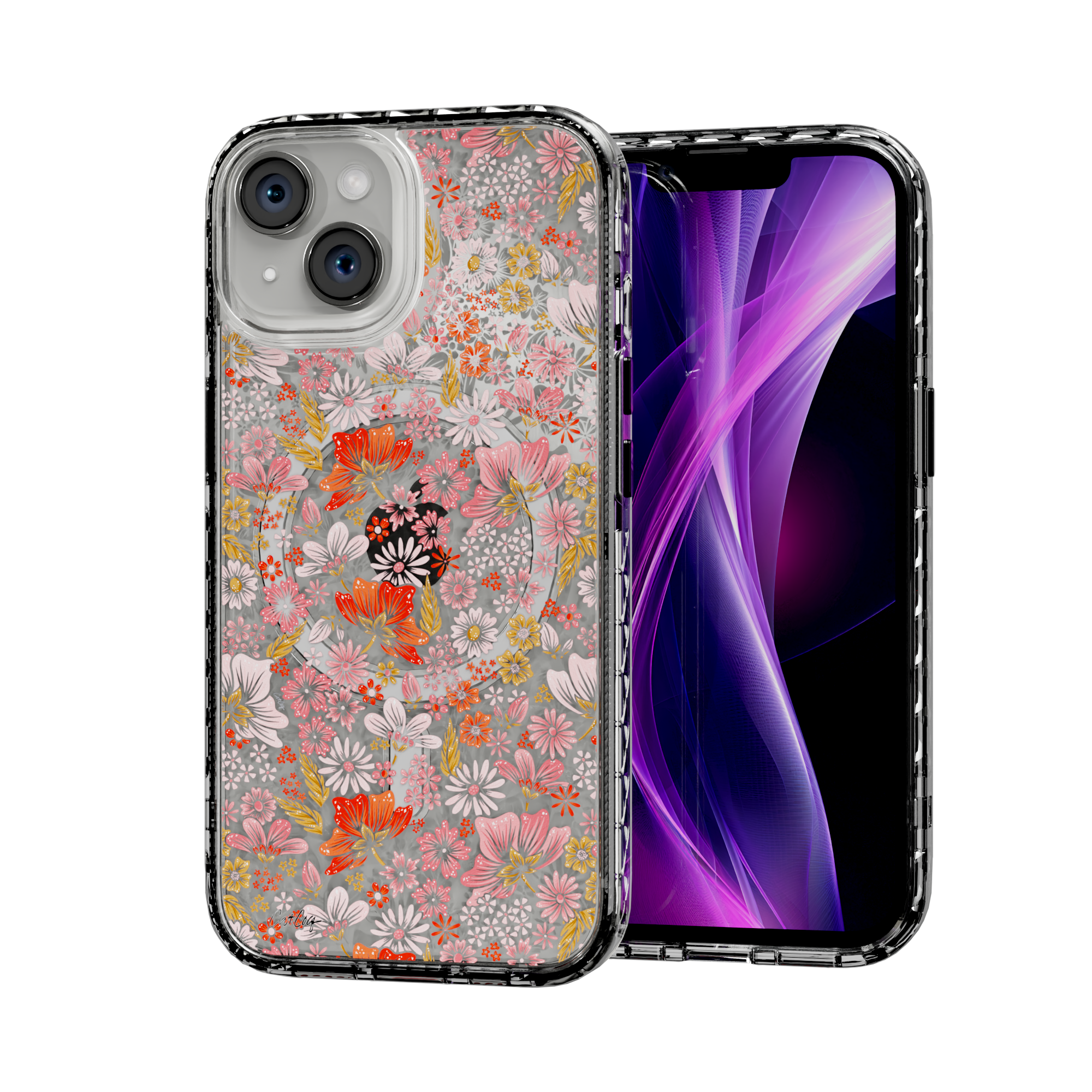 Retro Flower by CatCoq | iPhone 15 Series | MagSafe® Case iPhone 15 / Crystal Clear