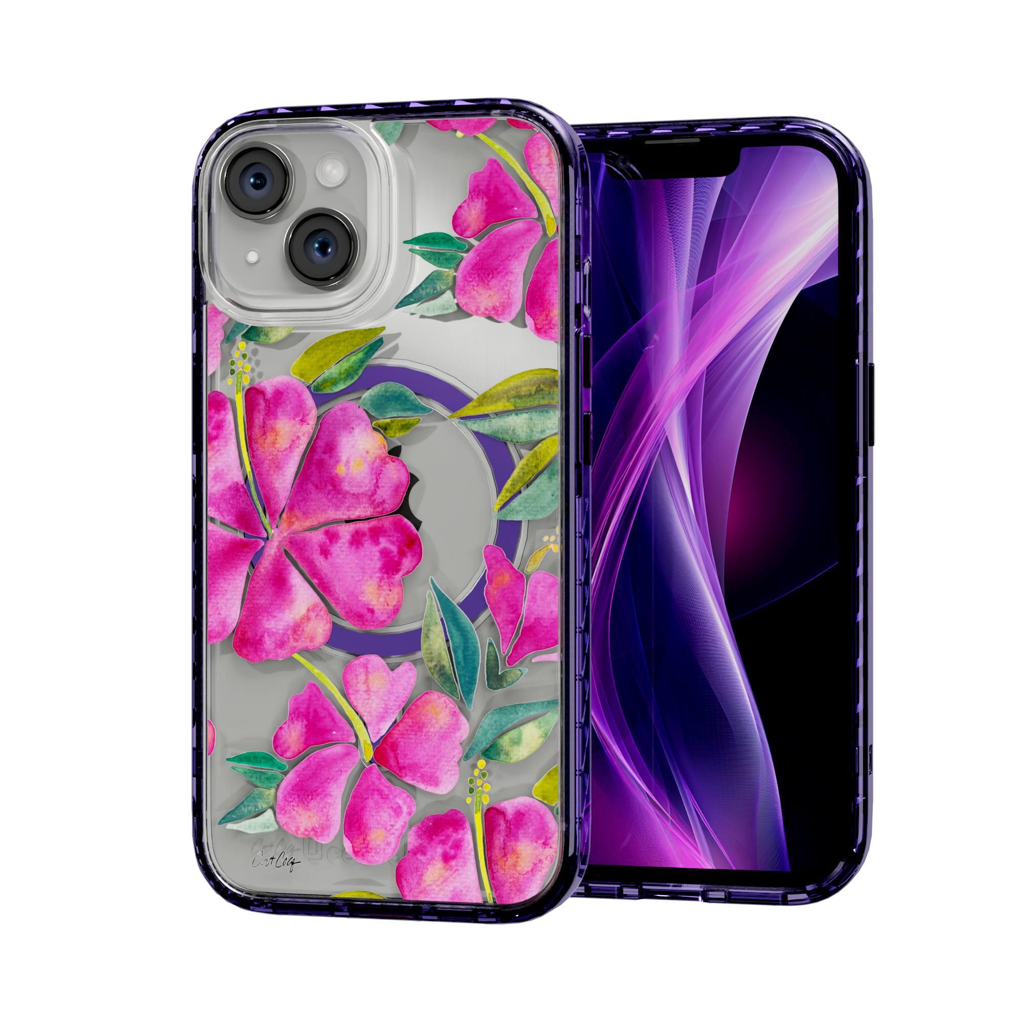 Hibiscus Bloom by CatCoq | iPhone 15 Series | MagSafe® Case iPhone 15 / Midnight Lilac