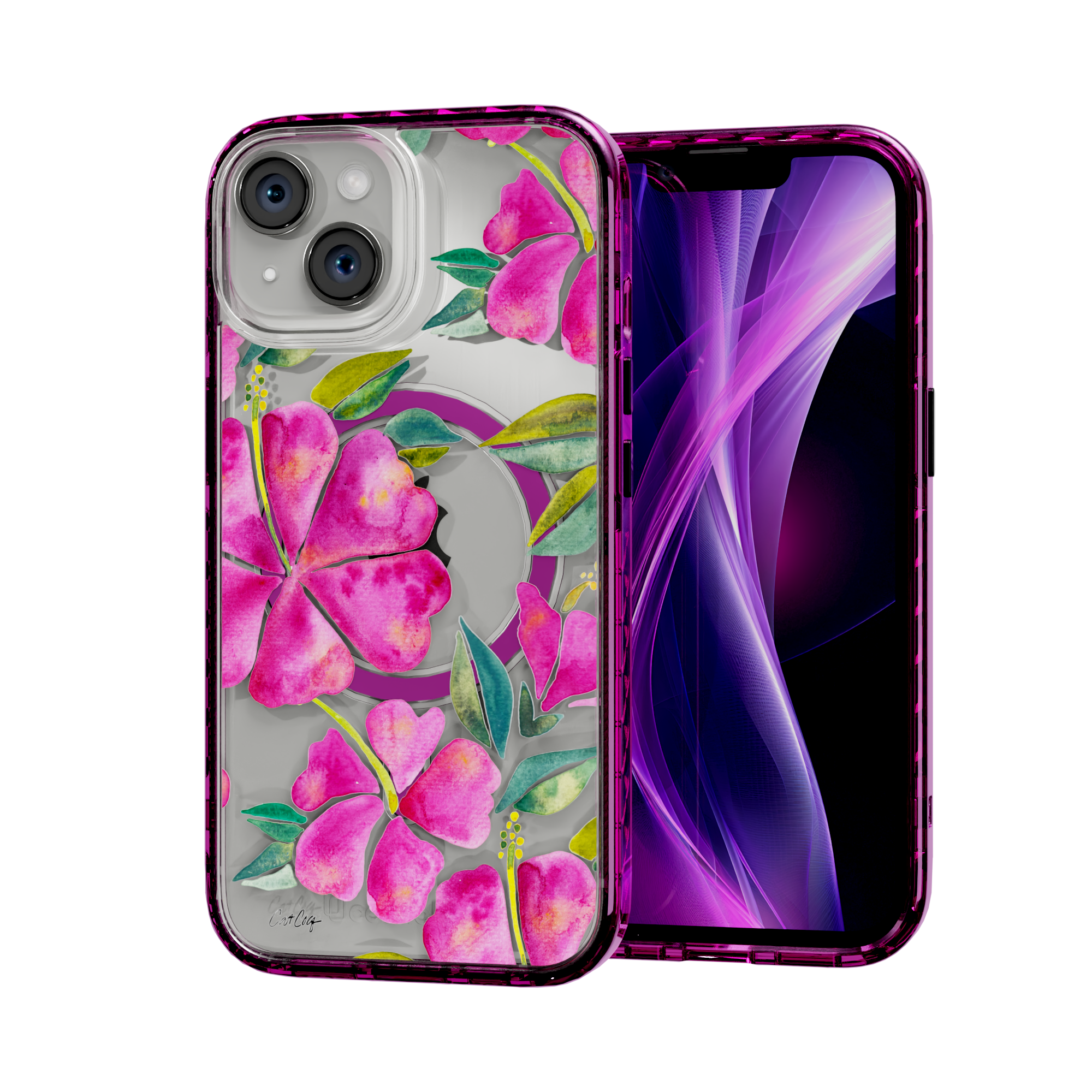 Hibiscus Bloom by CatCoq | iPhone 15 Series | MagSafe® Case iPhone 15 / Vivid Magenta