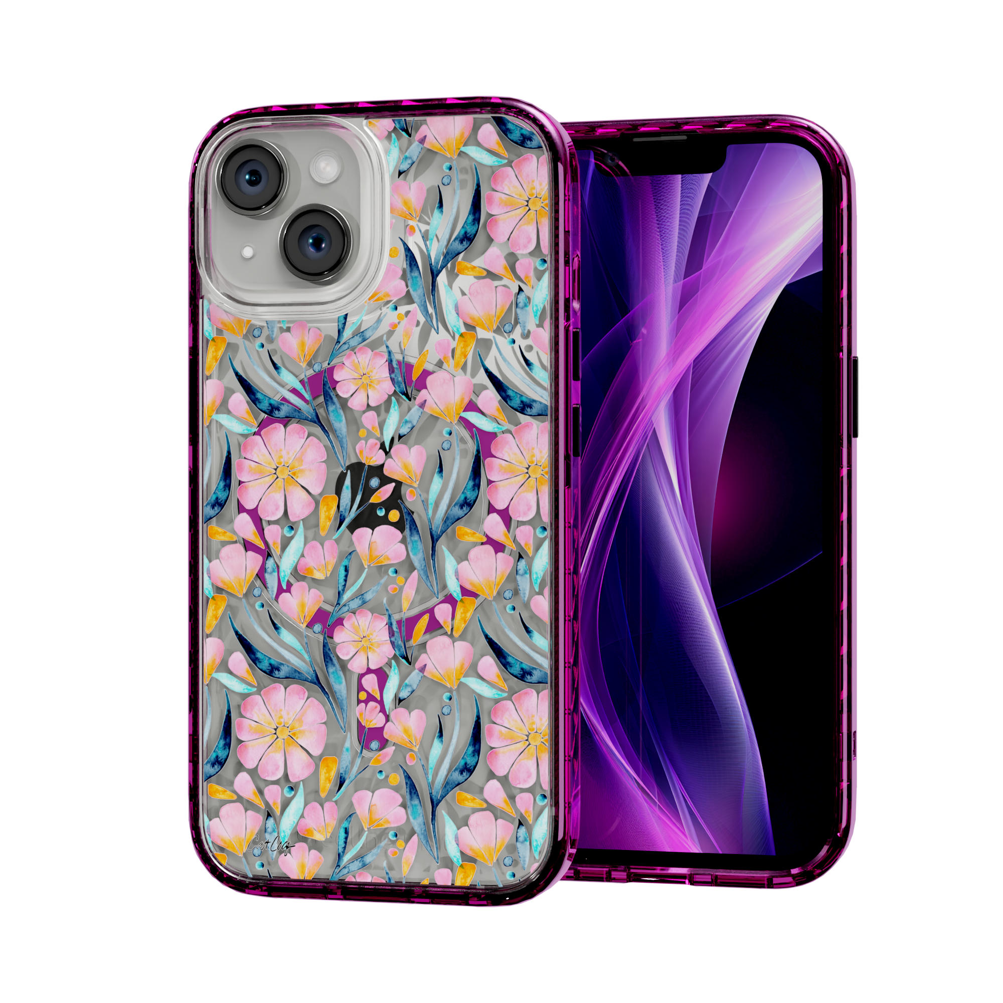 Sweet Florals by CatCoq | iPhone 15 Series | MagSafe® Case iPhone 15 / Vivid Magenta