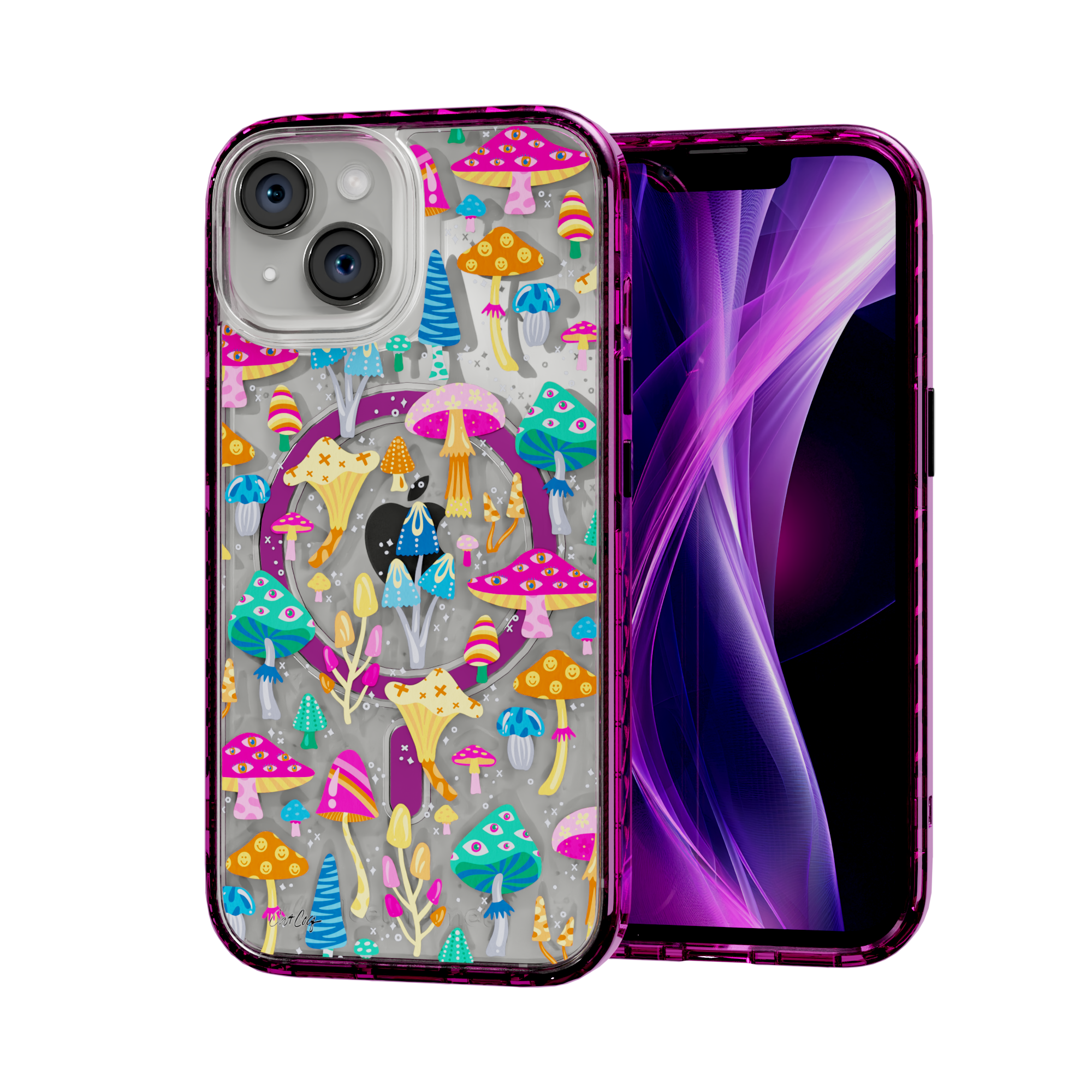 Mystic Mushrooms by CatCoq | iPhone 15 Series | MagSafe® Case iPhone 15 / Vivid Magenta