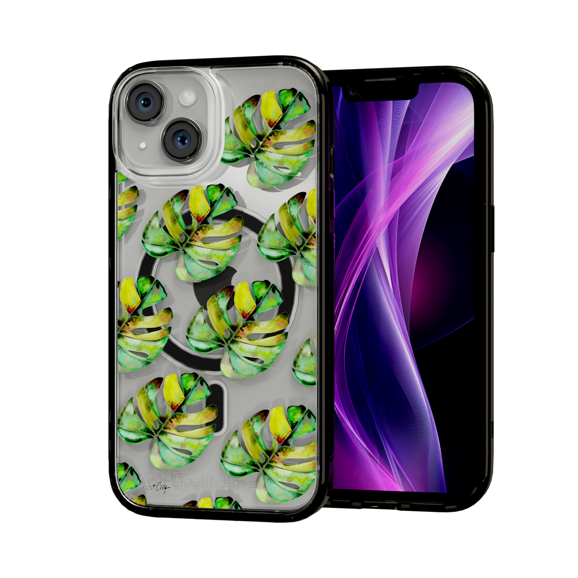 Green Monstera by CatCoq | iPhone 15 Series | MagSafe® Case iPhone 15 / Onyx Black