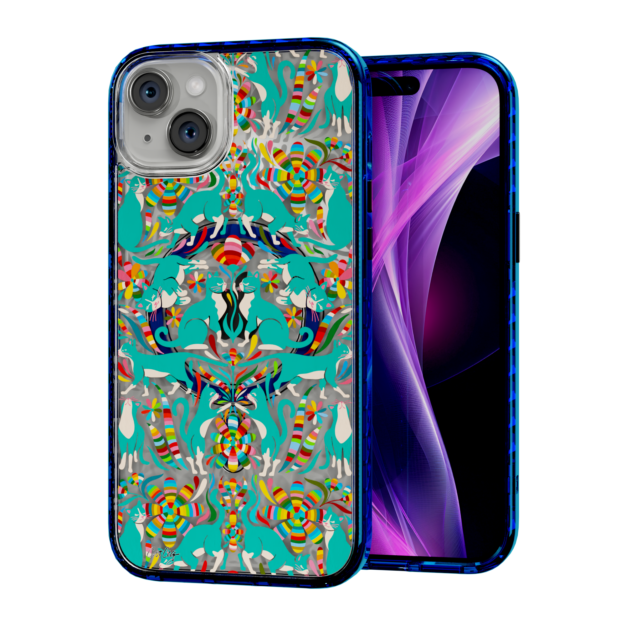 Otomi Cats by CatCoq | iPhone 15 Series | MagSafe® Case iPhone 15 Plus / Bermuda Blue
