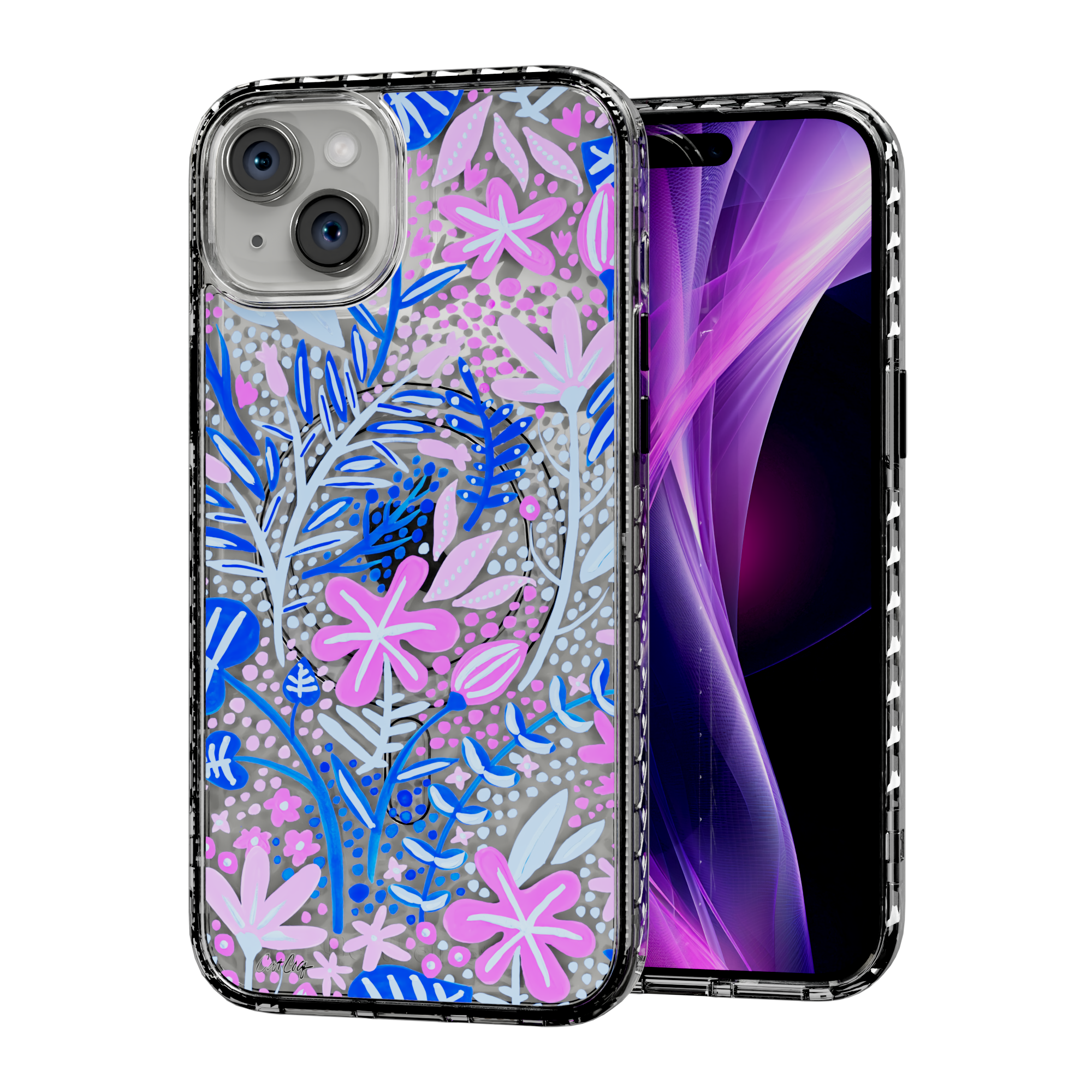 Garden Indigo by CatCoq | iPhone 15 Series | MagSafe® Case iPhone 15 Plus / Crystal Clear