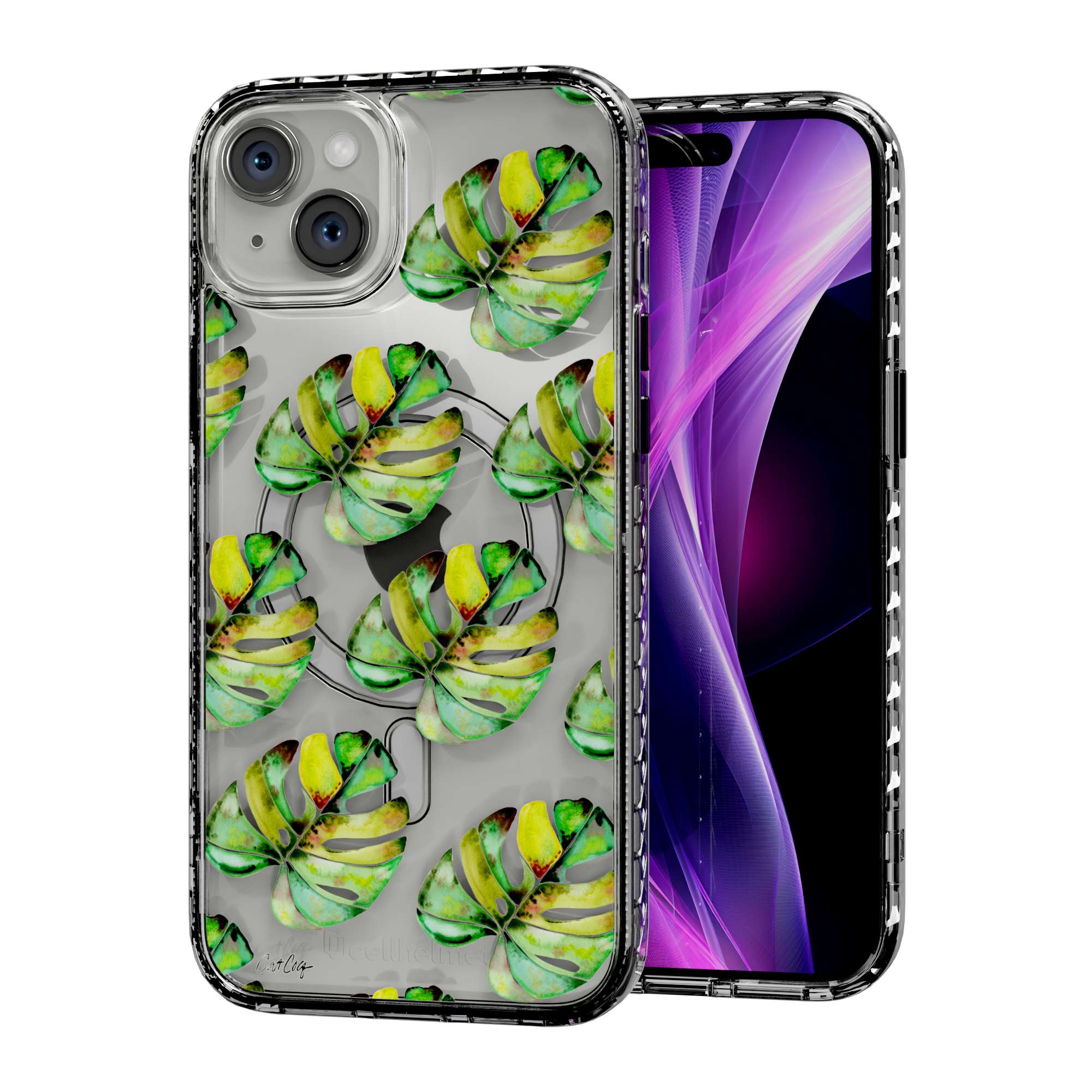 Green Monstera by CatCoq | iPhone 15 Series | MagSafe® Case iPhone 15 Plus / Crystal Clear