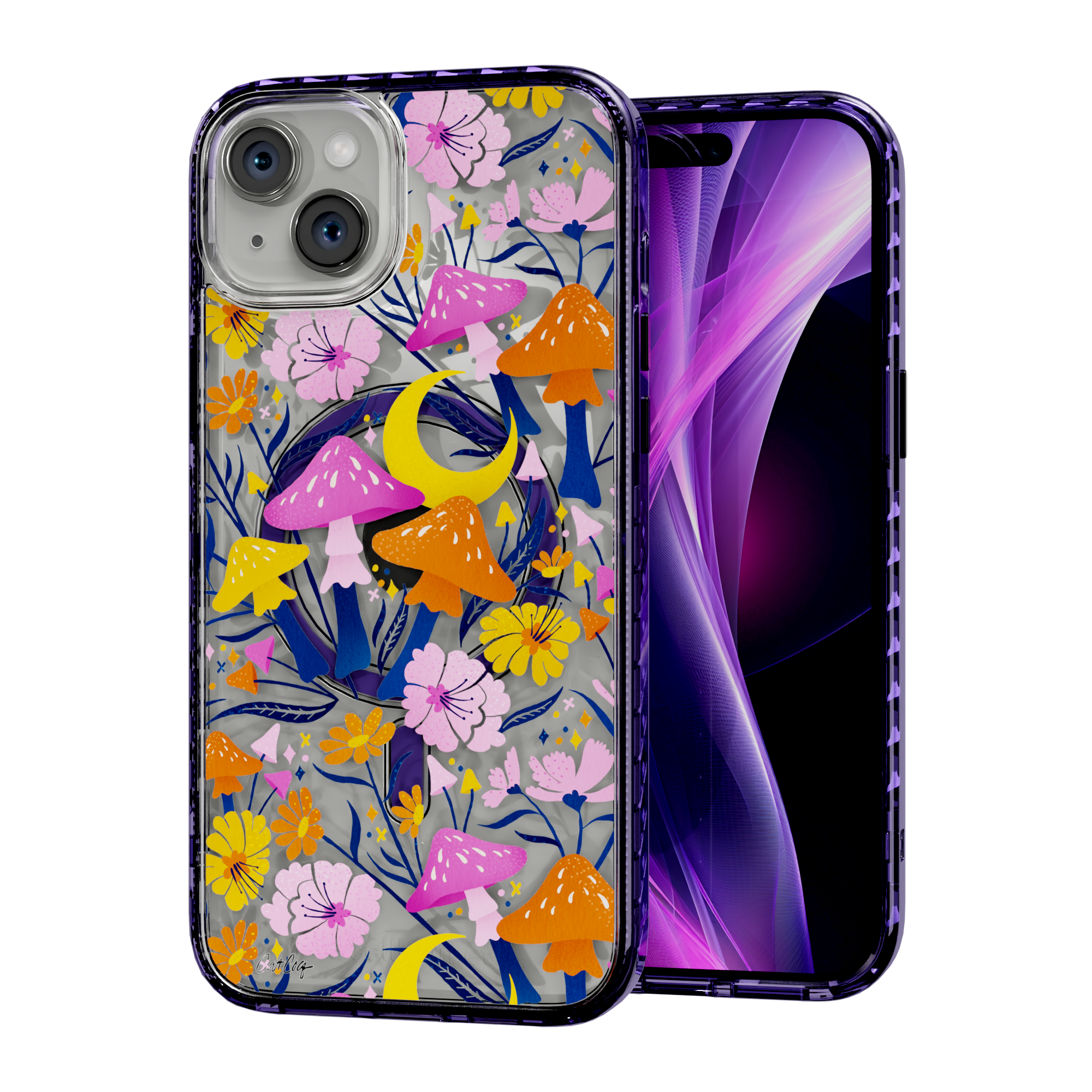 Blooms and Shrooms by CatCoq | iPhone 15 Series | MagSafe® Case iPhone 15 Plus / Midnight Lilac