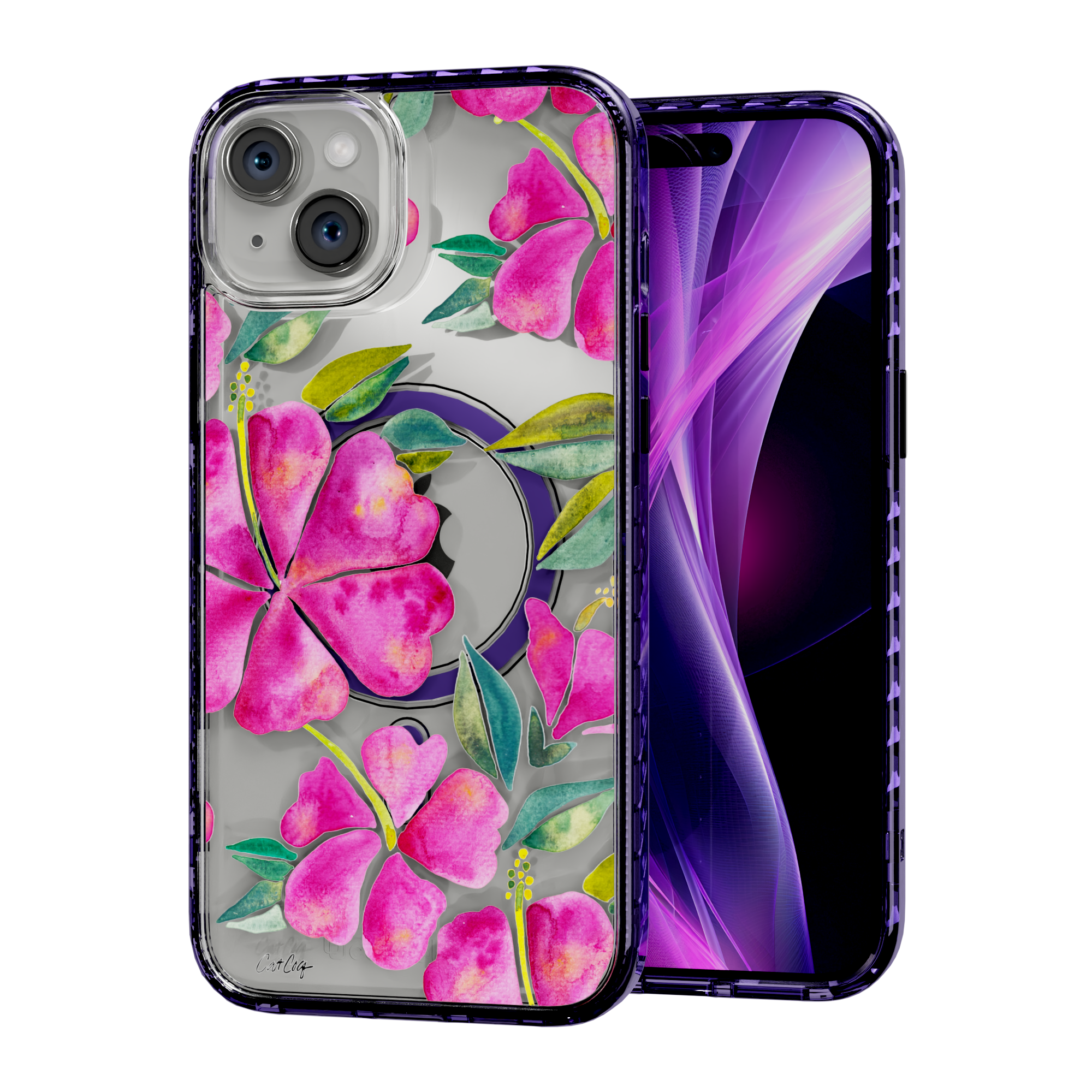 Hibiscus Bloom by CatCoq | iPhone 15 Series | MagSafe® Case iPhone 15 Plus / Midnight Lilac