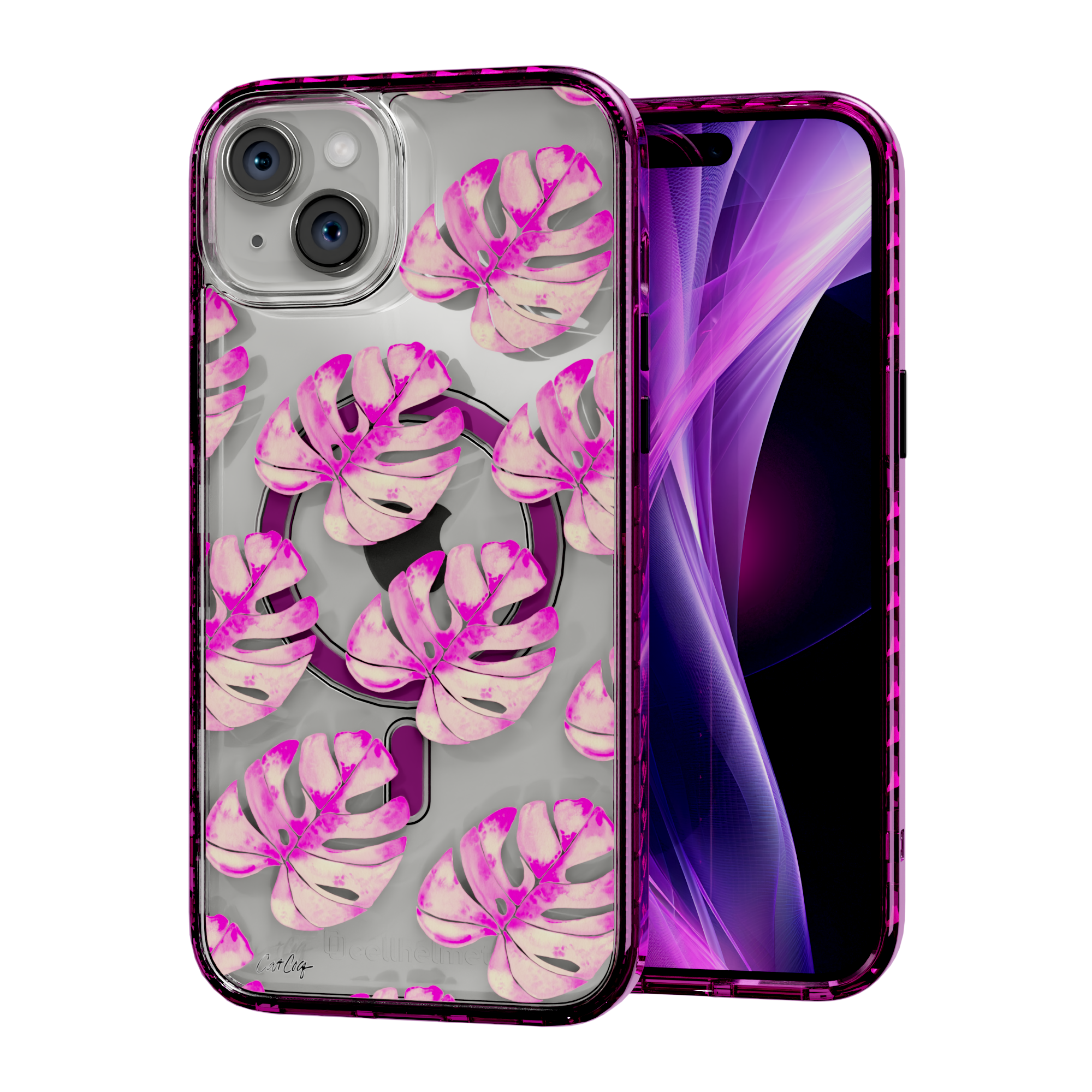 Pink Monstera by CatCoq | iPhone 15 Series |  MagSafe® Case iPhone 15 Plus / Vivid Magenta