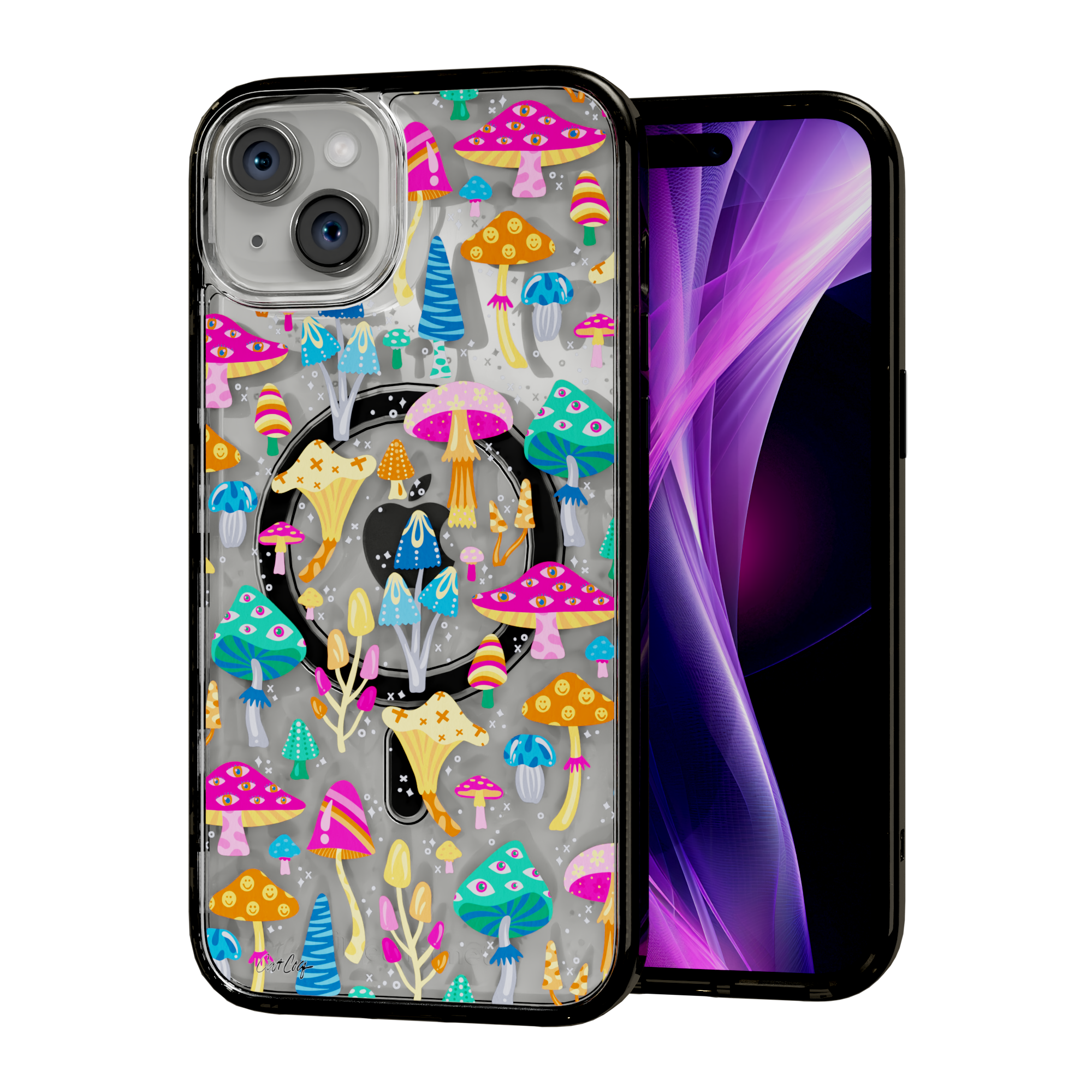 Mystic Mushrooms by CatCoq | iPhone 15 Series | MagSafe® Case iPhone 15 Plus / Onyx Black
