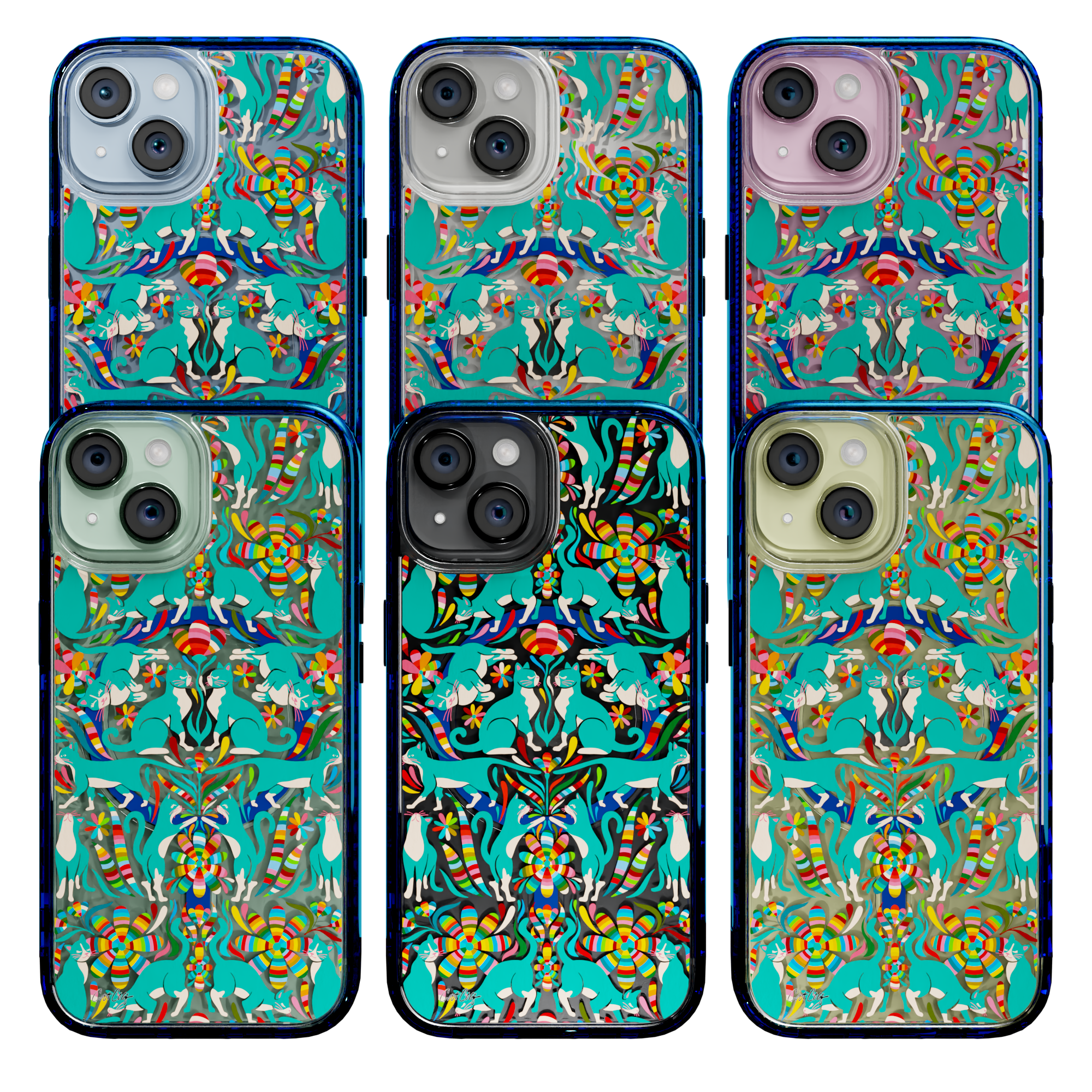 Otomi Cats by CatCoq | iPhone 15 Series | MagSafe® Case iPhone 15 Pro Max / Bermuda Blue