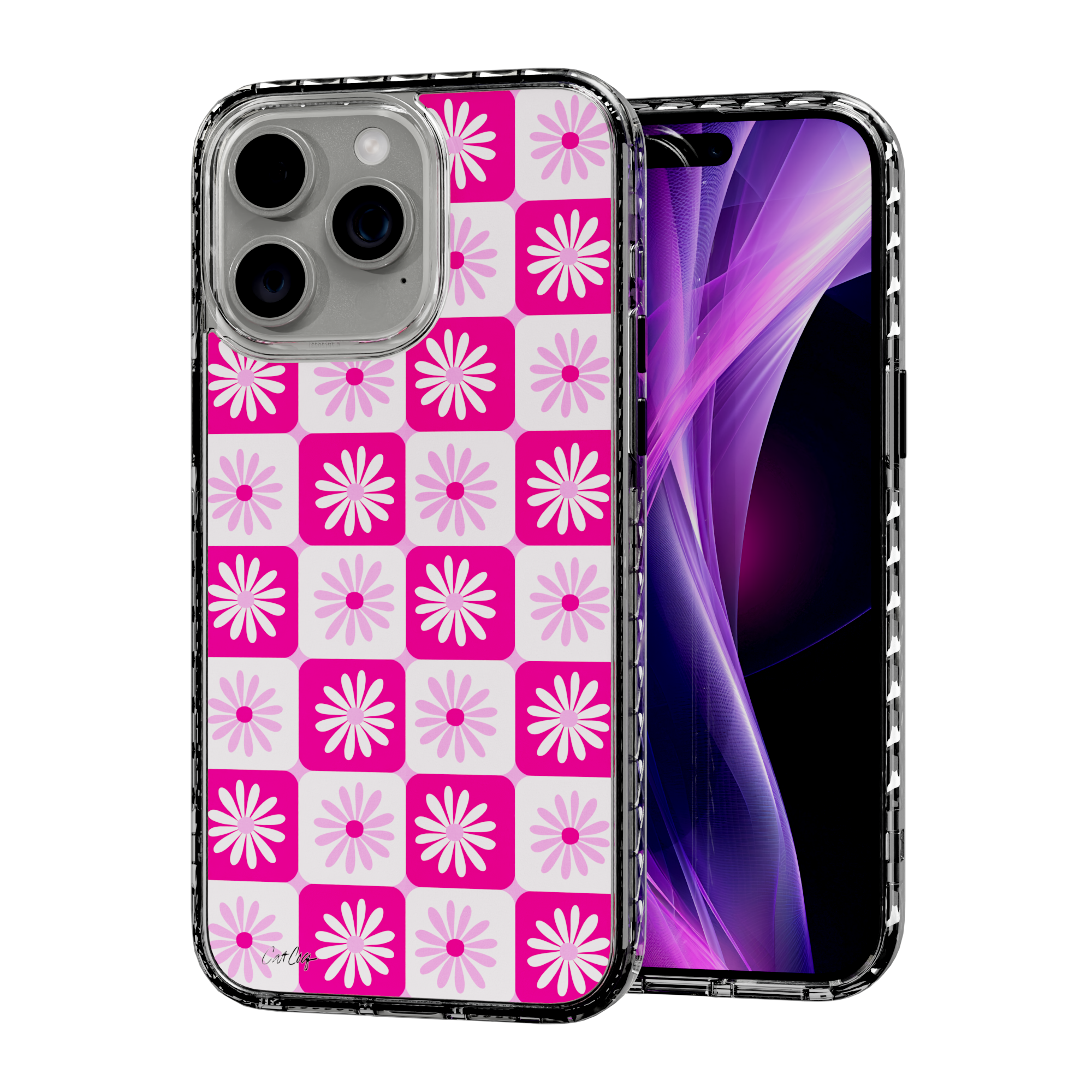 Checkered Daisies by CatCoq | iPhone 15 Series | MagSafe® Case iPhone 15 Pro Max / Crystal Clear