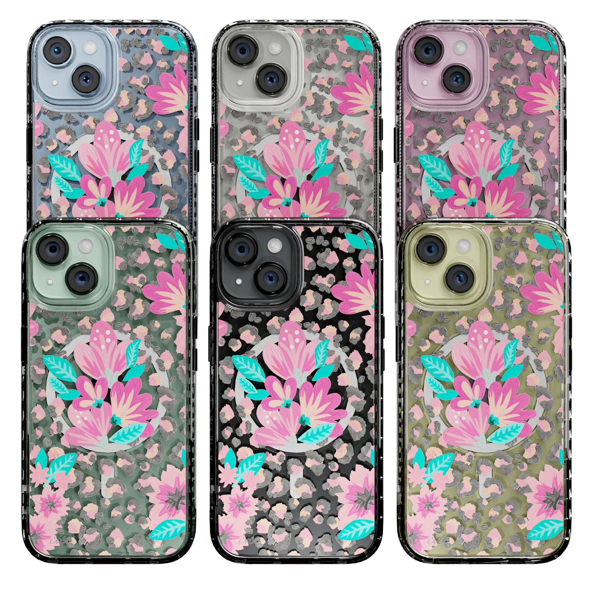 Floral Leopard by CatCoq | iPhone 15 Series | MagSafe® Case iPhone 15 Pro Max / Crystal Clear