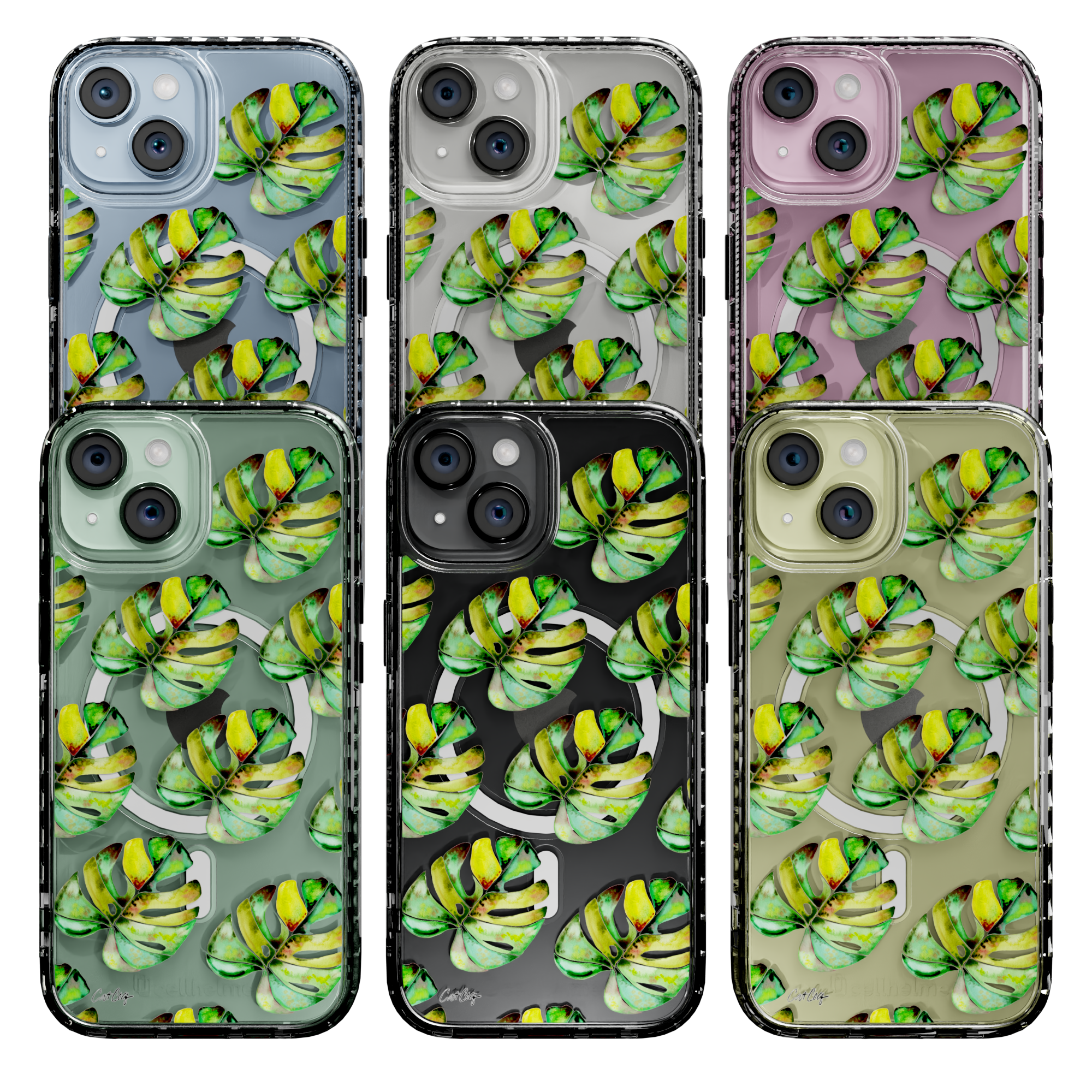 Green Monstera by CatCoq | iPhone 15 Series | MagSafe® Case iPhone 15 Pro Max / Crystal Clear
