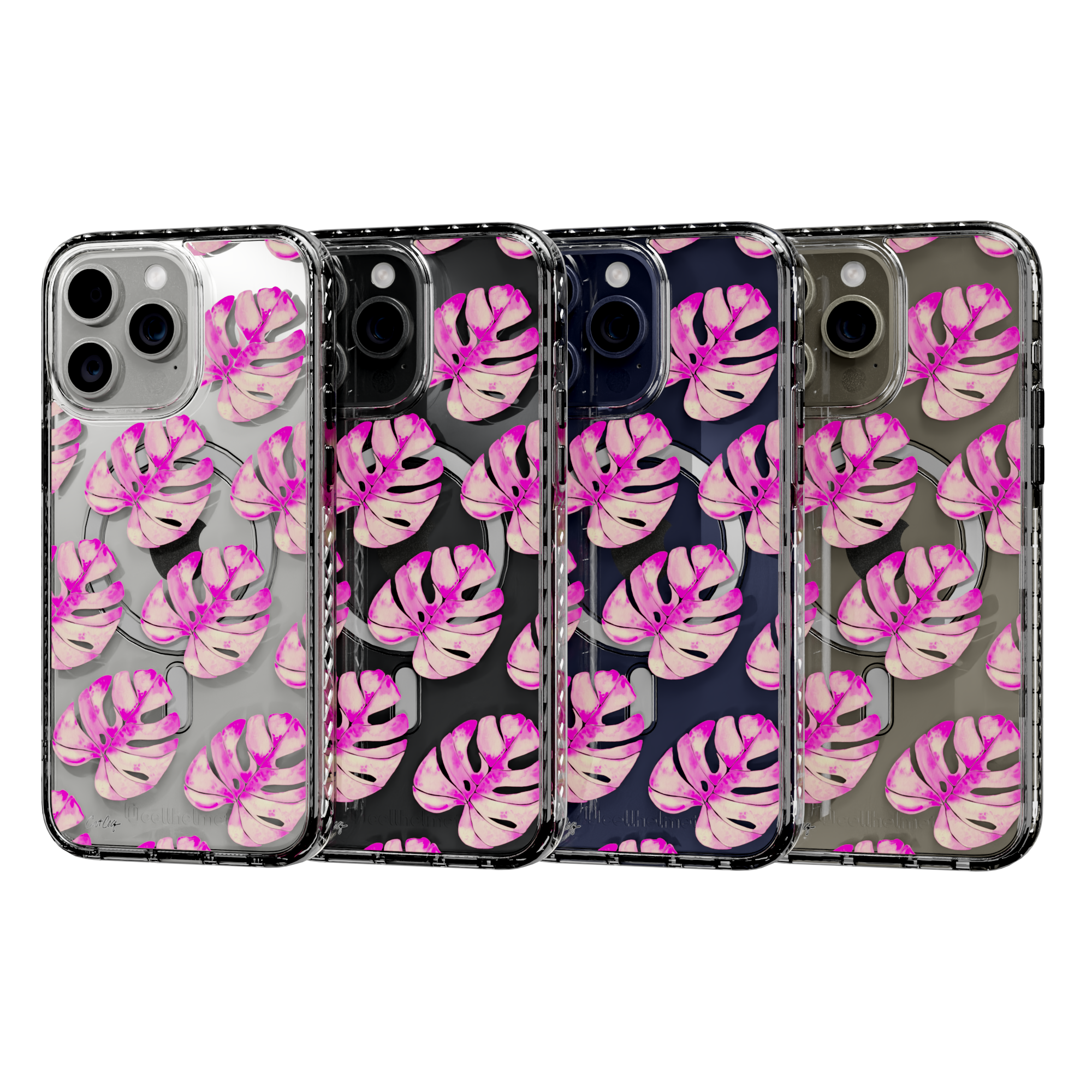 Pink Monstera by CatCoq | iPhone 15 Series |  MagSafe® Case iPhone 15 Pro Max / Crystal Clear
