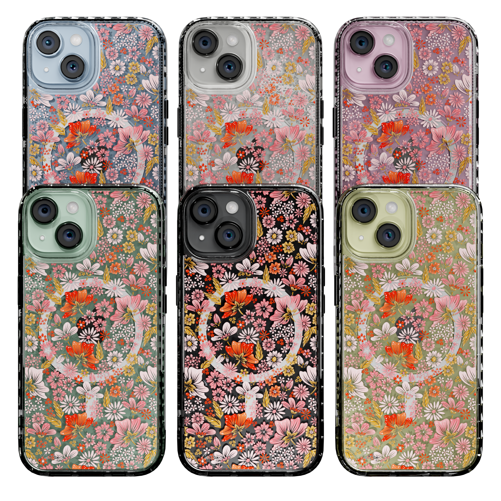 Retro Flower by CatCoq | iPhone 15 Series | MagSafe® Case iPhone 15 Pro Max / Crystal Clear