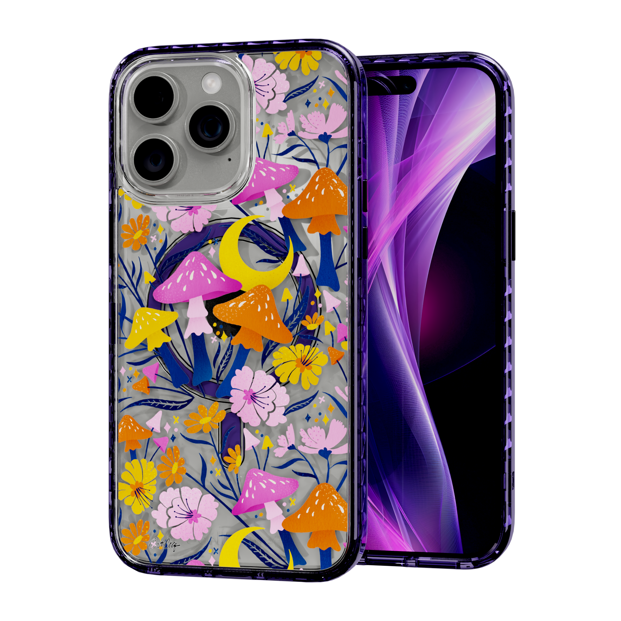 Blooms and Shrooms by CatCoq | iPhone 15 Series | MagSafe® Case iPhone 15 Pro Max / Midnight Lilac